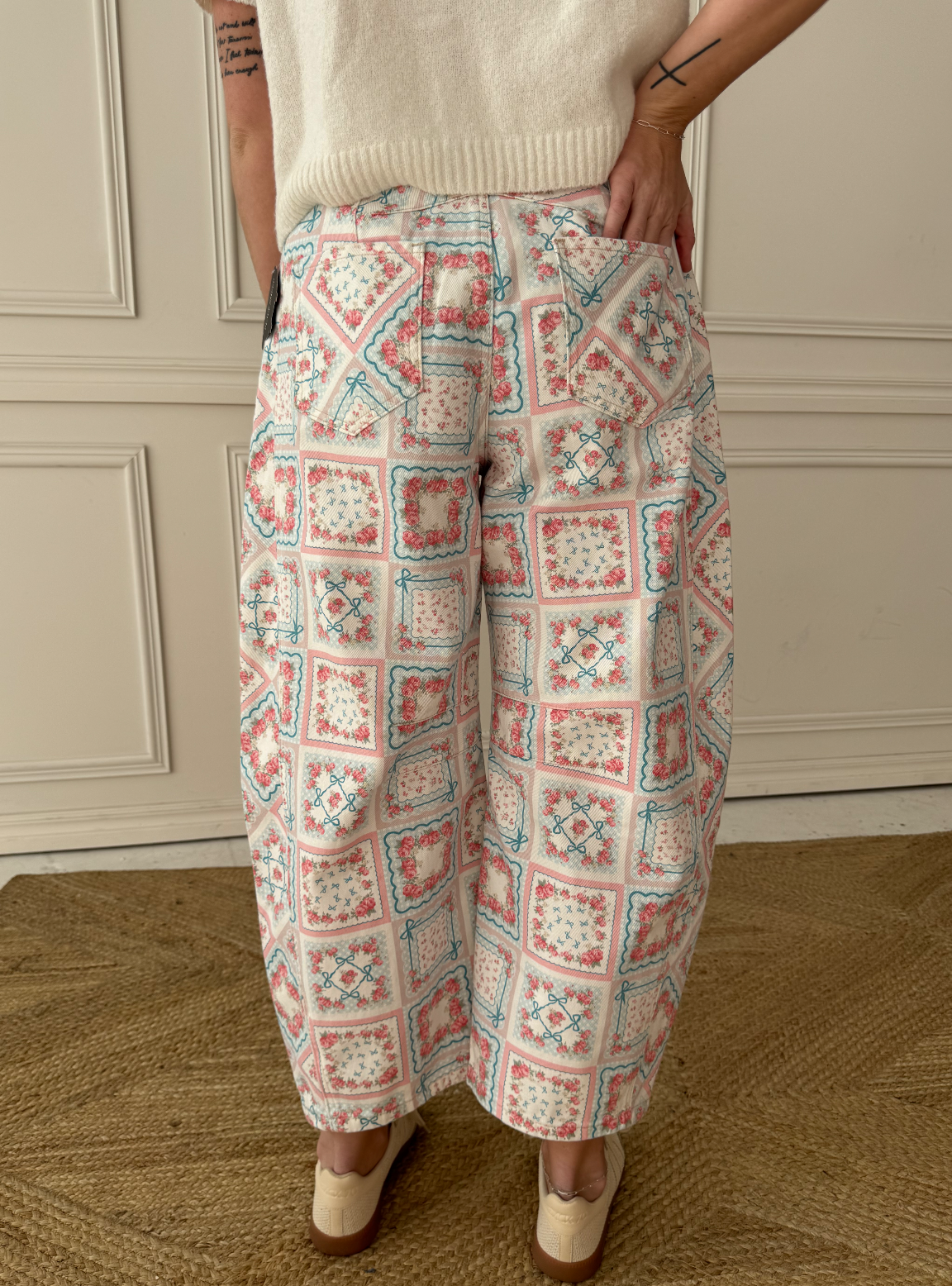 Patchwork Barrel Jean