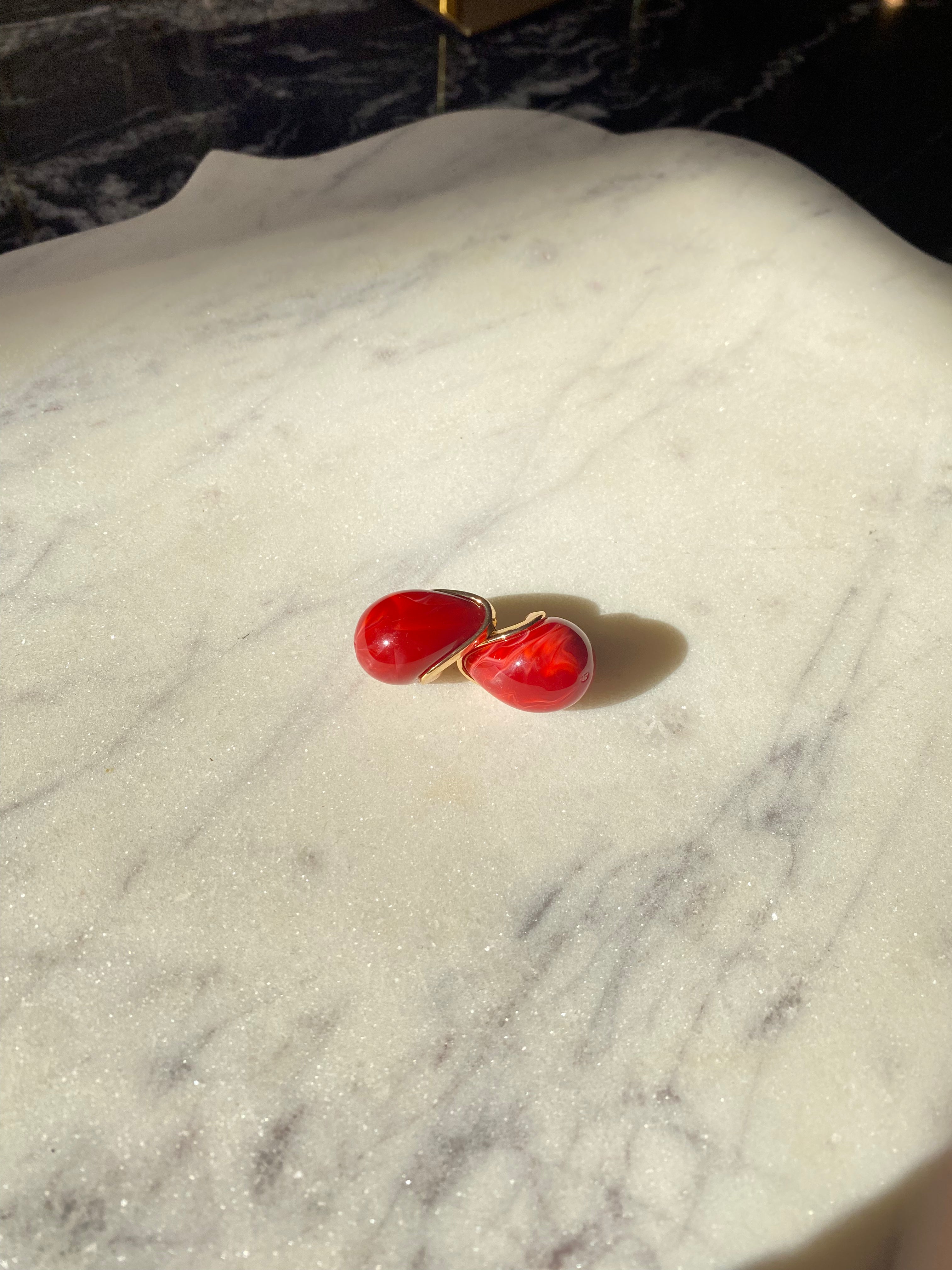 Red Teardrop Earring