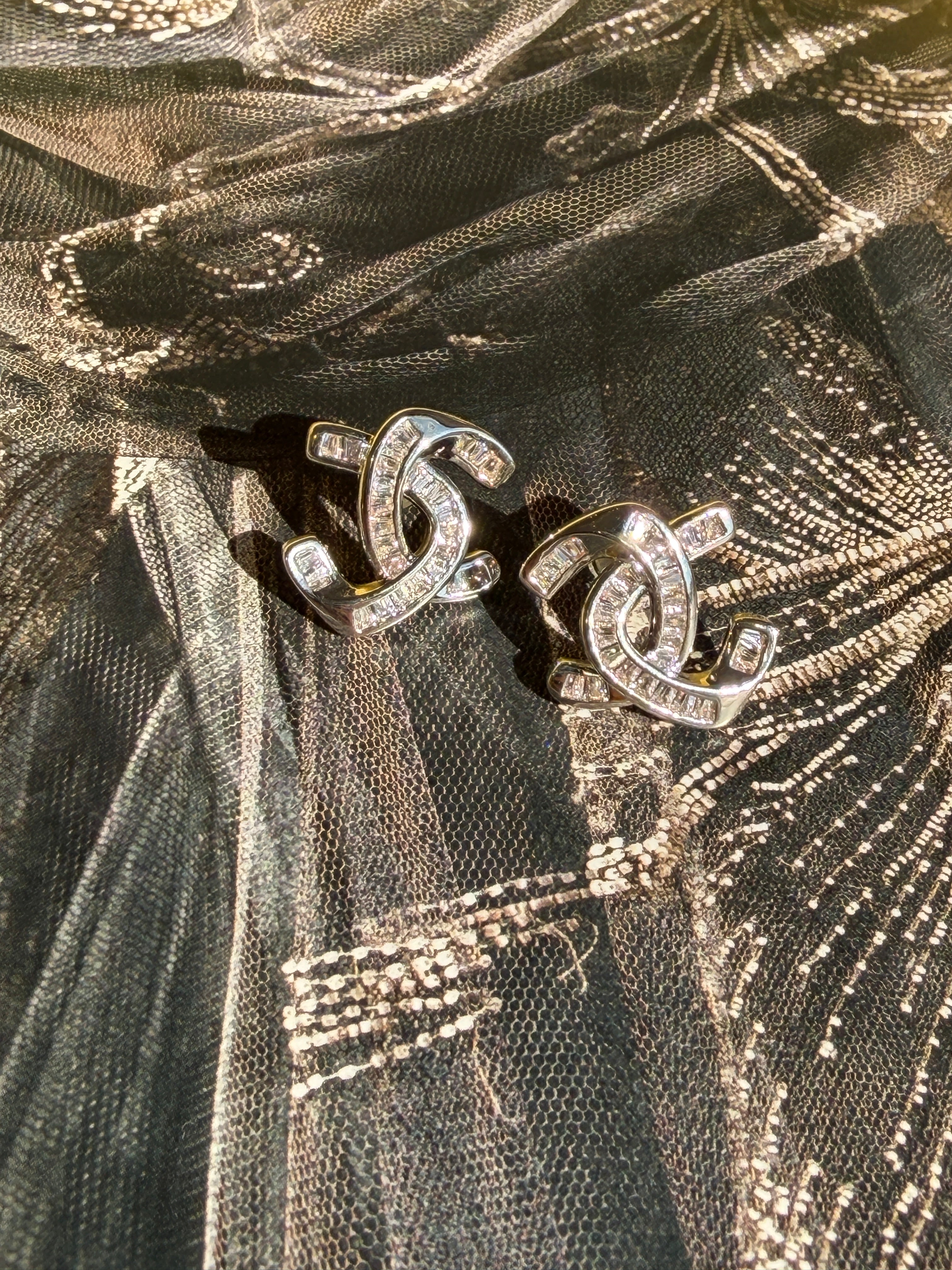 Rhinestone Double C Earring