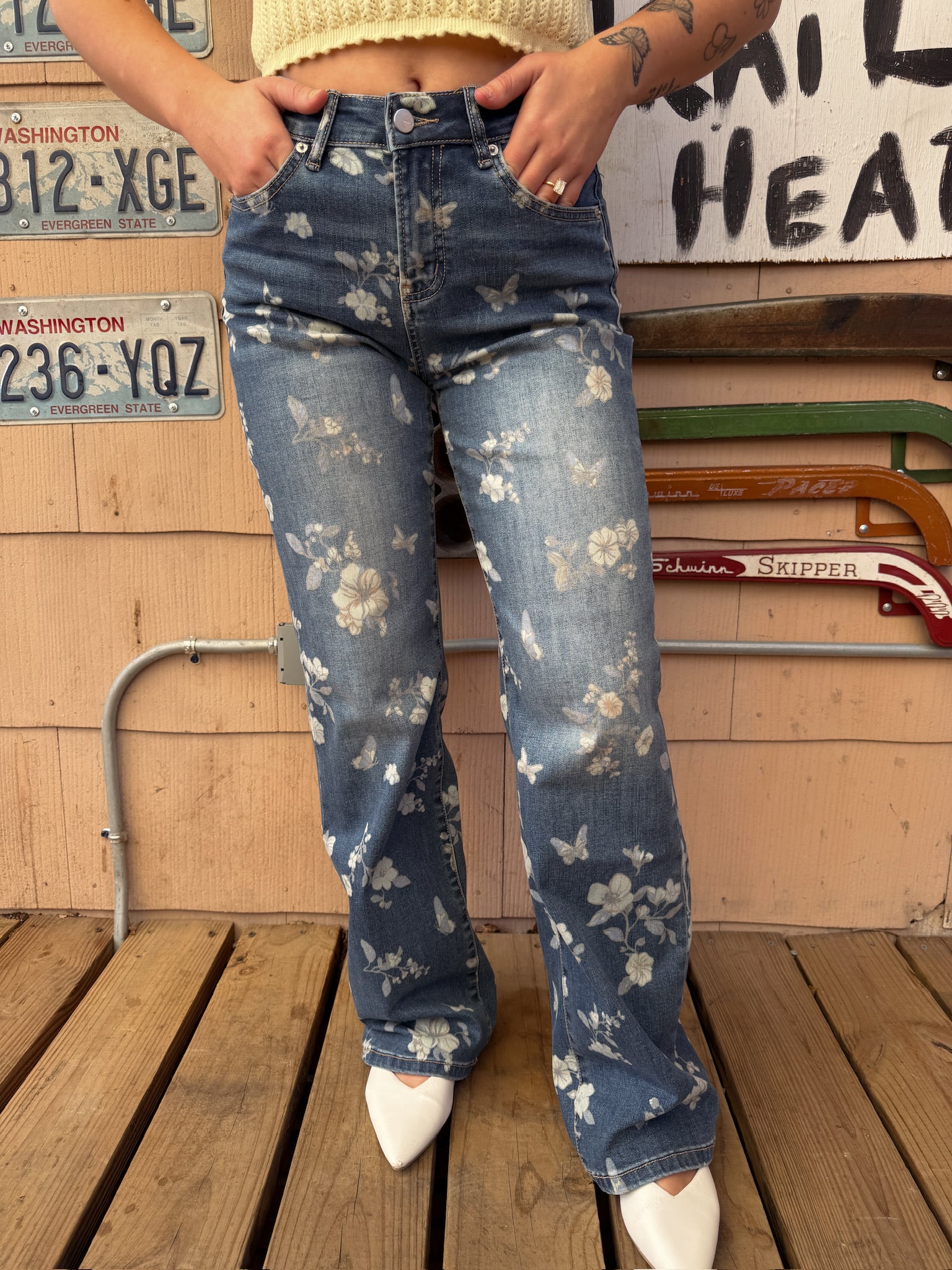 Lindsey Floral Straight Leg Denim