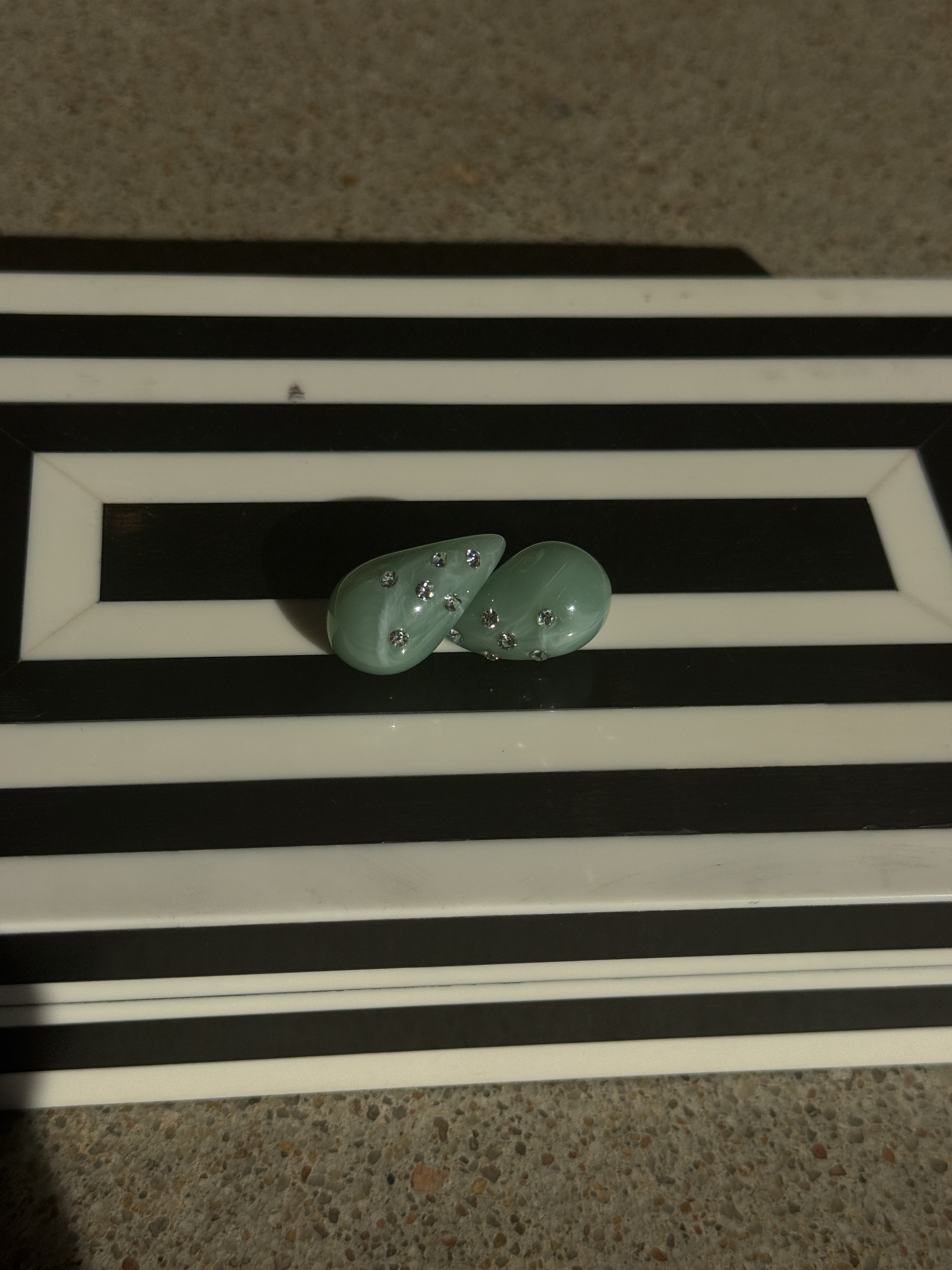 Rhinestone Green Teardrop Earring