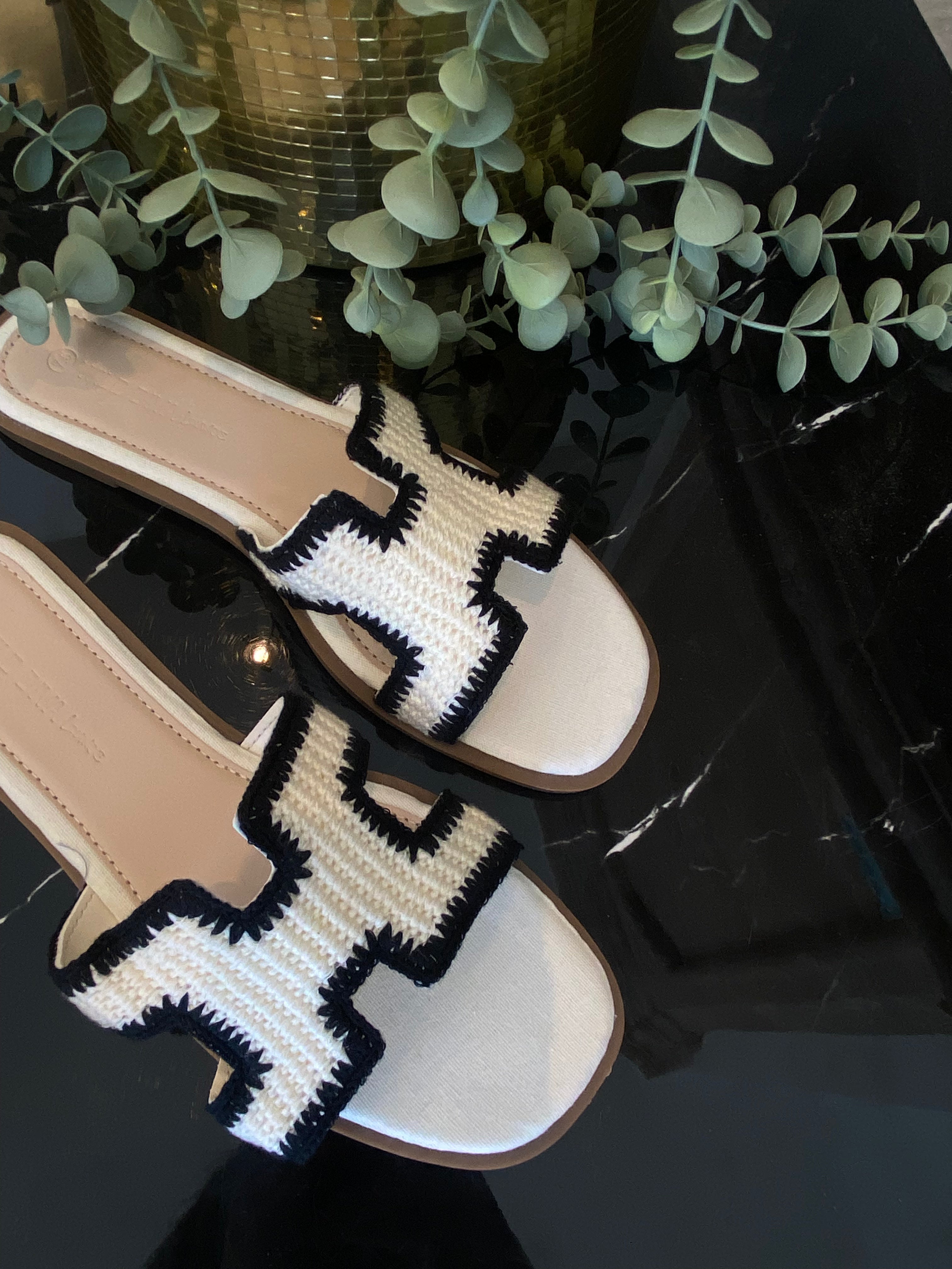 Palms Black Stitched Sandal