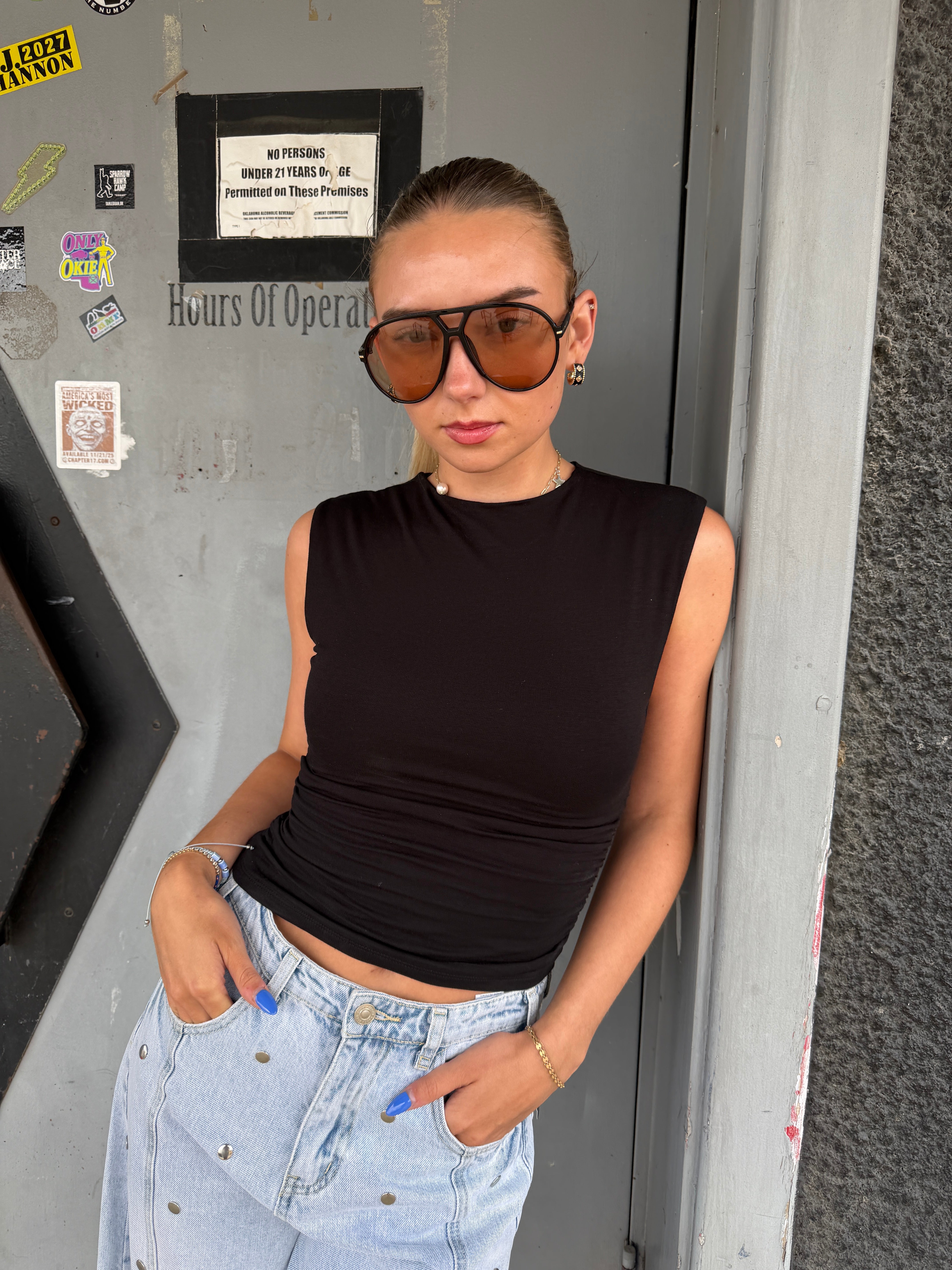 Side Seams Tank - Black