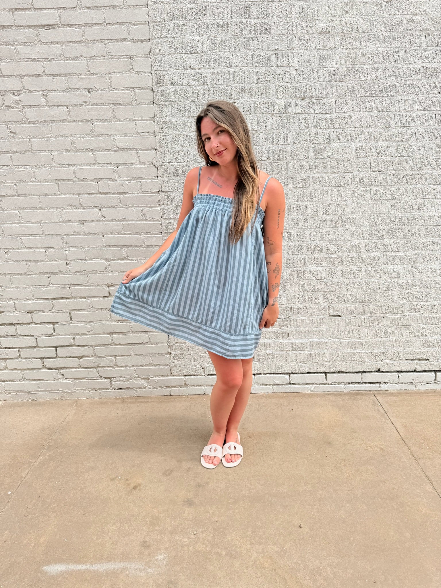 Summer Stripes Blue Mini Dress