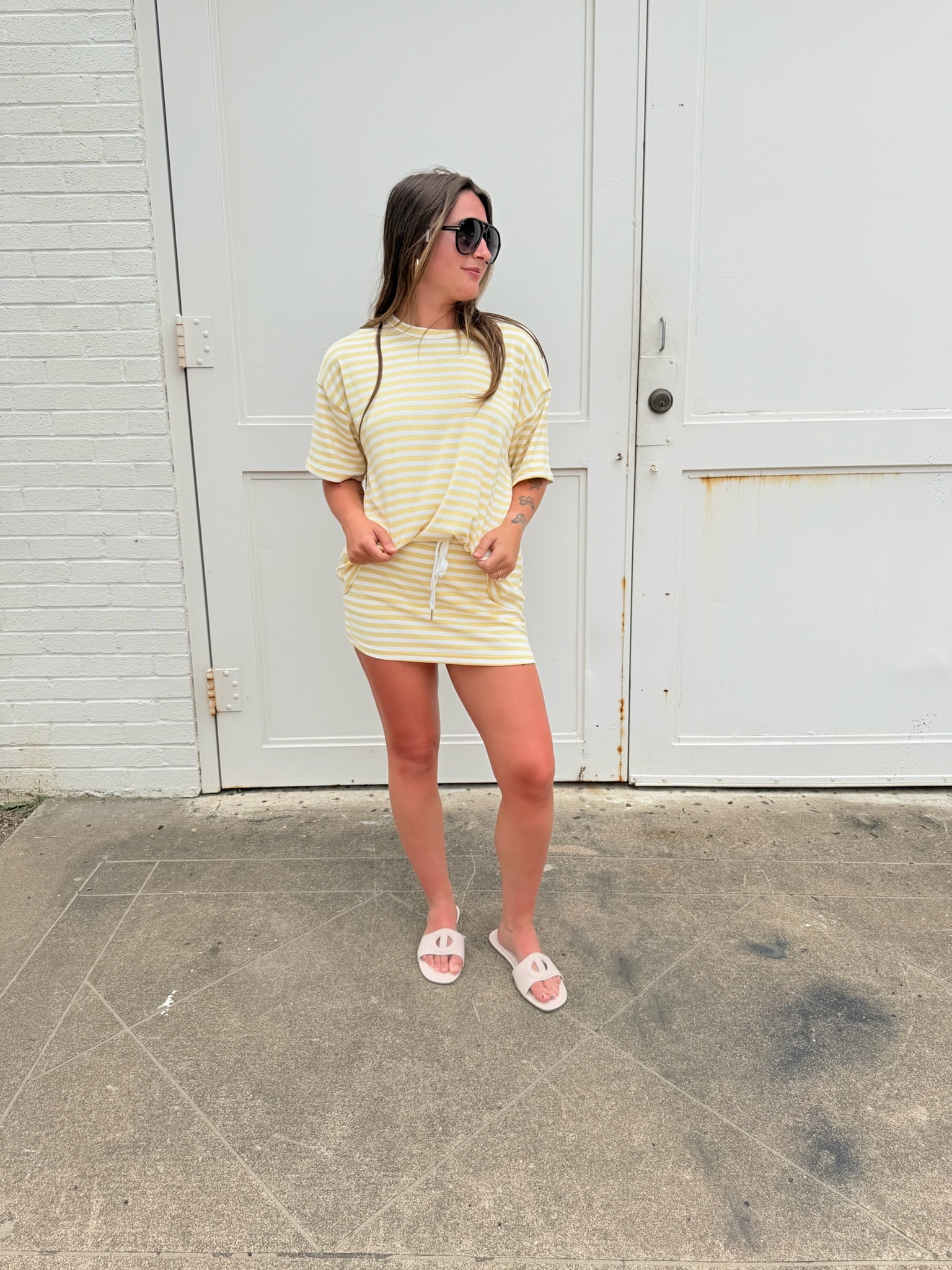 Weekender Stripe Skort - Yellow