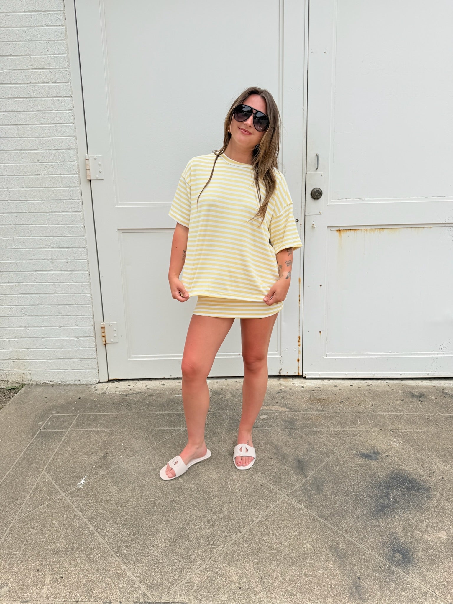 Weekender Stripe Skort - Yellow
