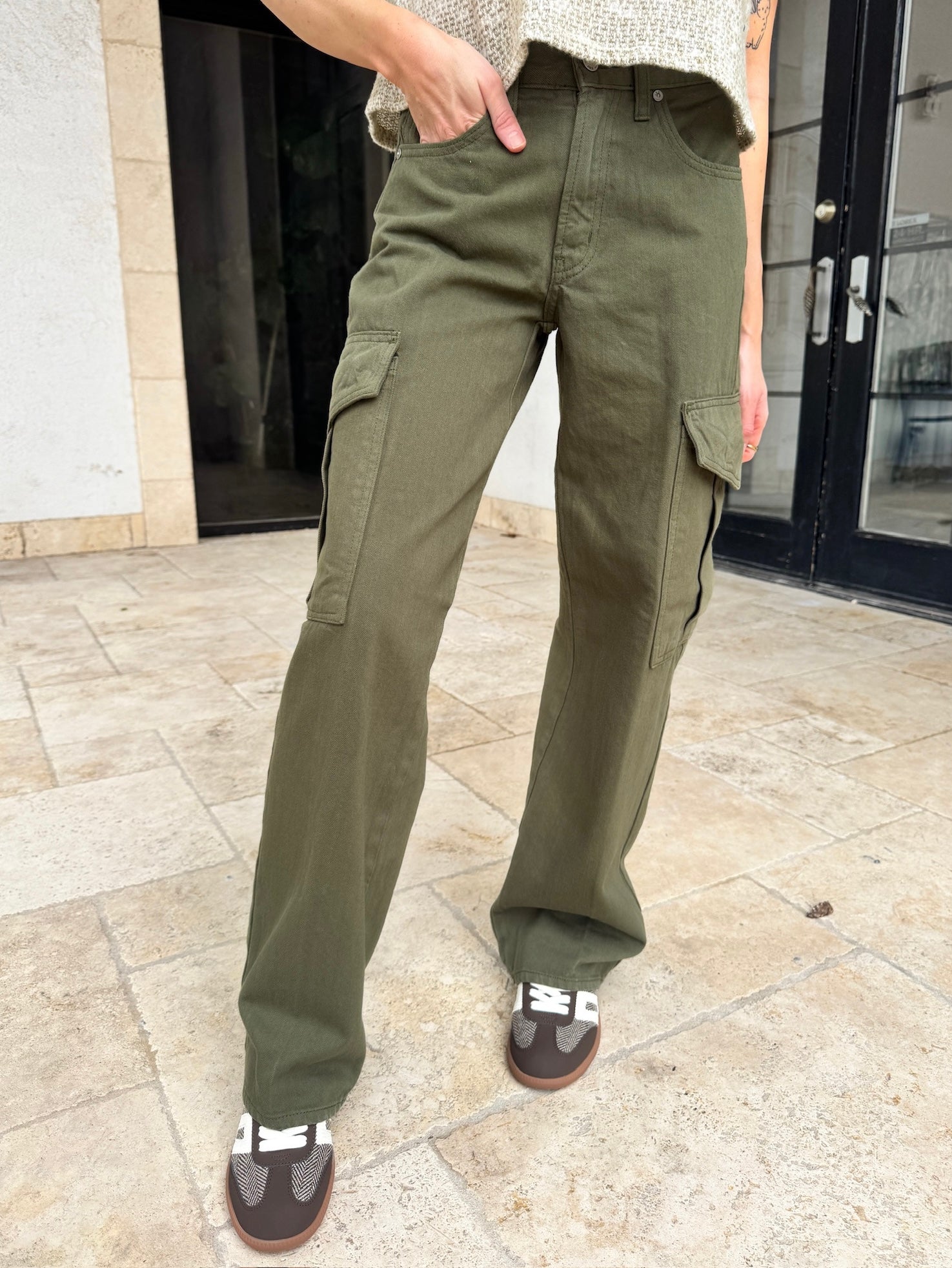 Dark Olive Cargo Jean