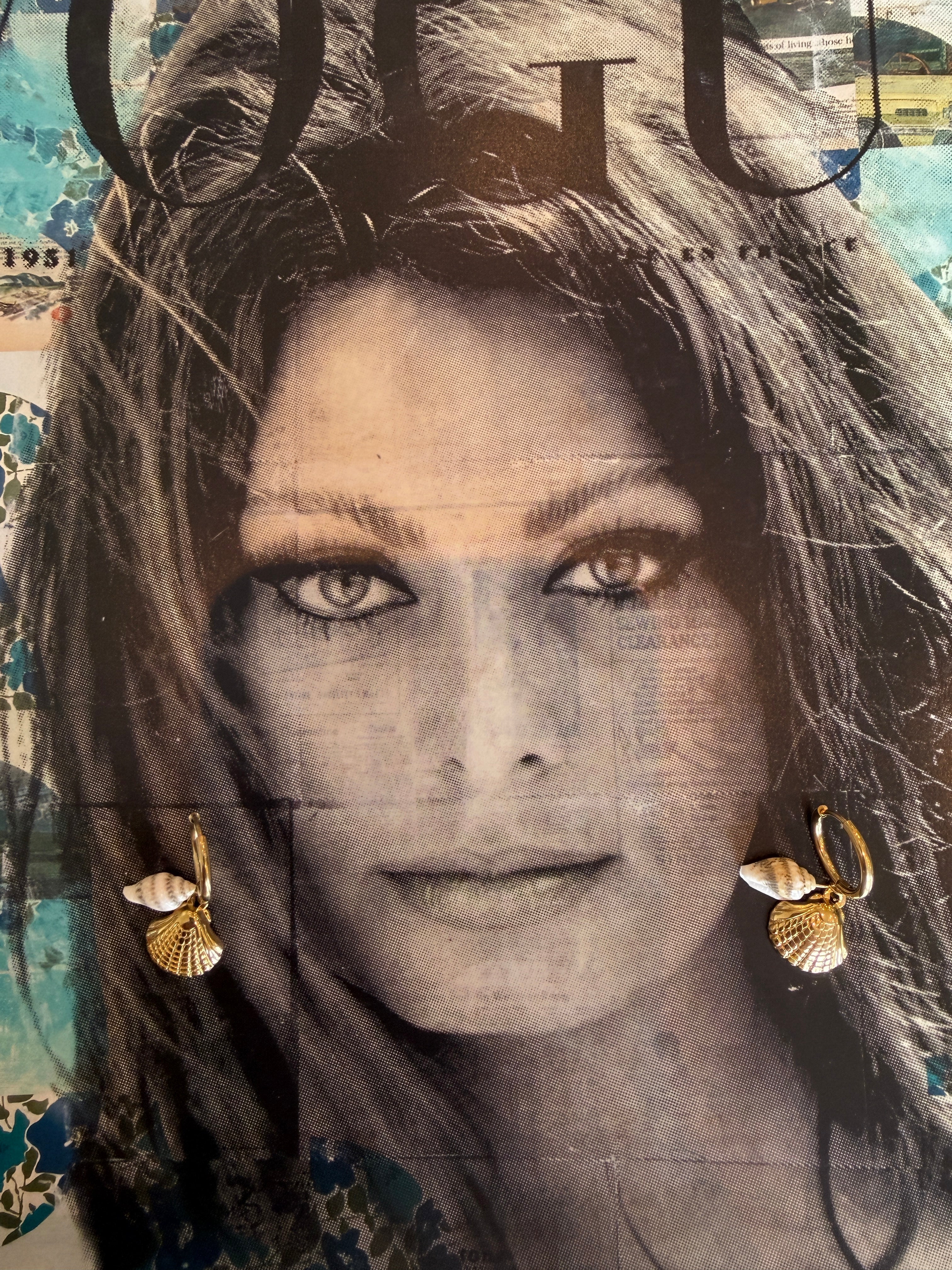 Shell Charm Hoops