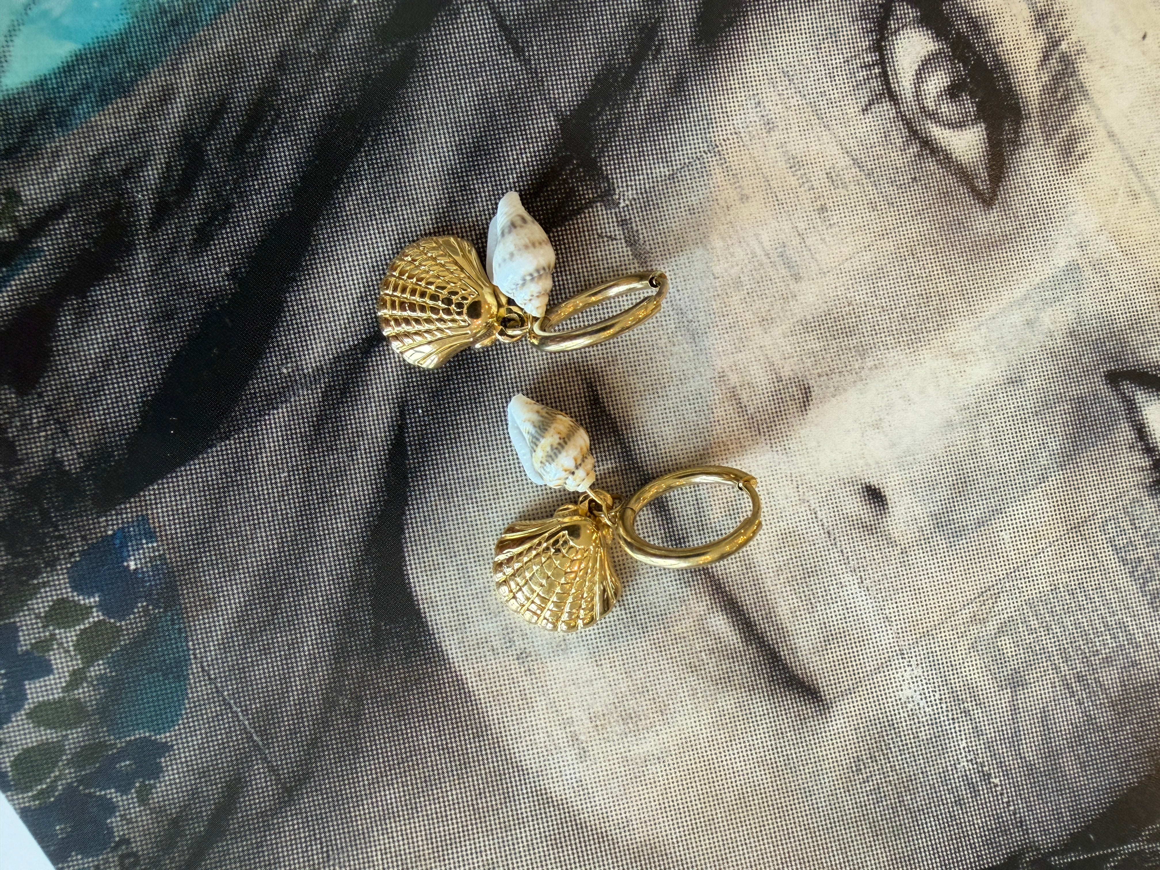 Shell Charm Hoops
