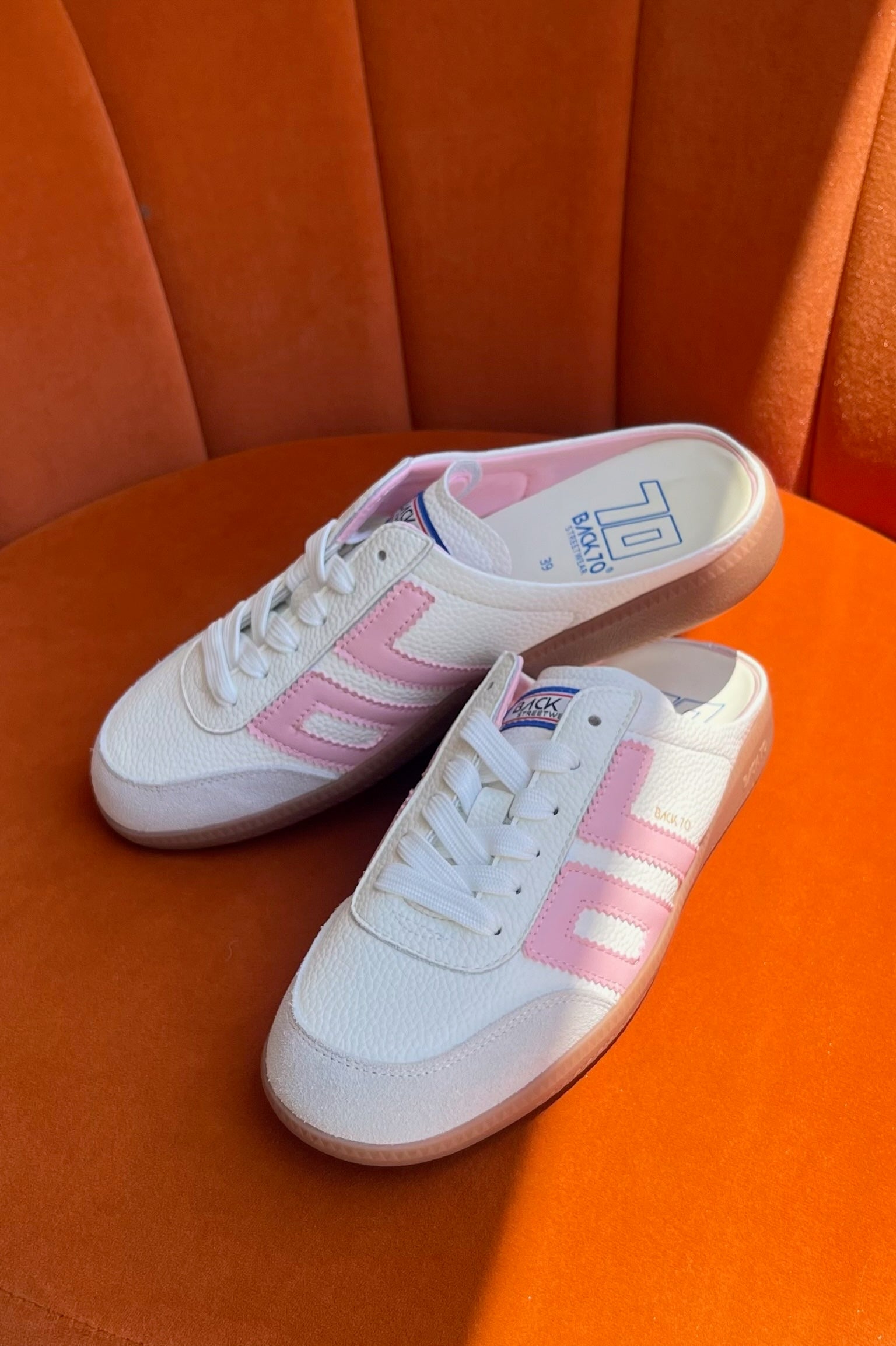 Back 70 Easter Backless Sneakers in White Pink
