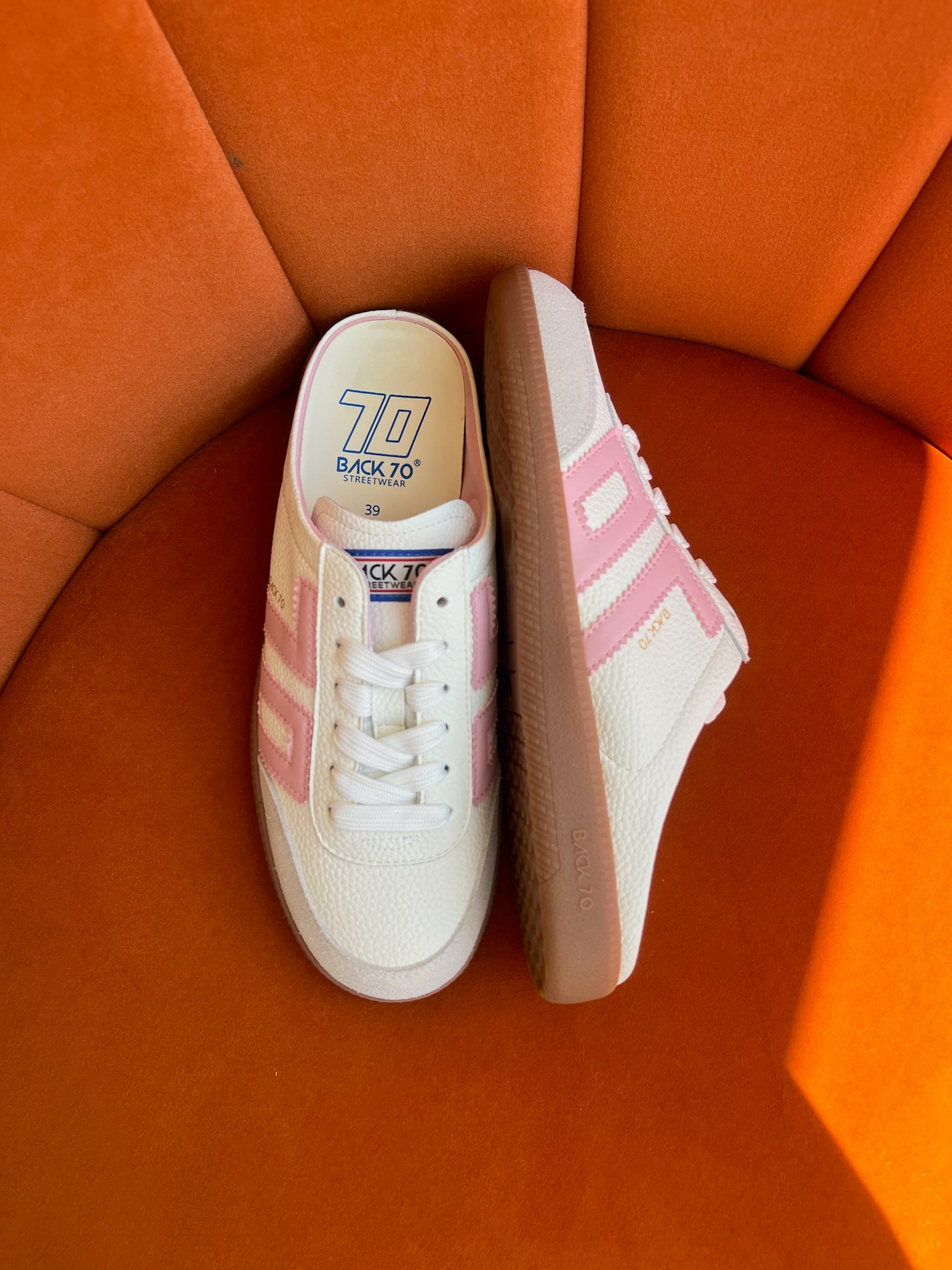 Back 70 Easter Backless Sneakers in White Pink