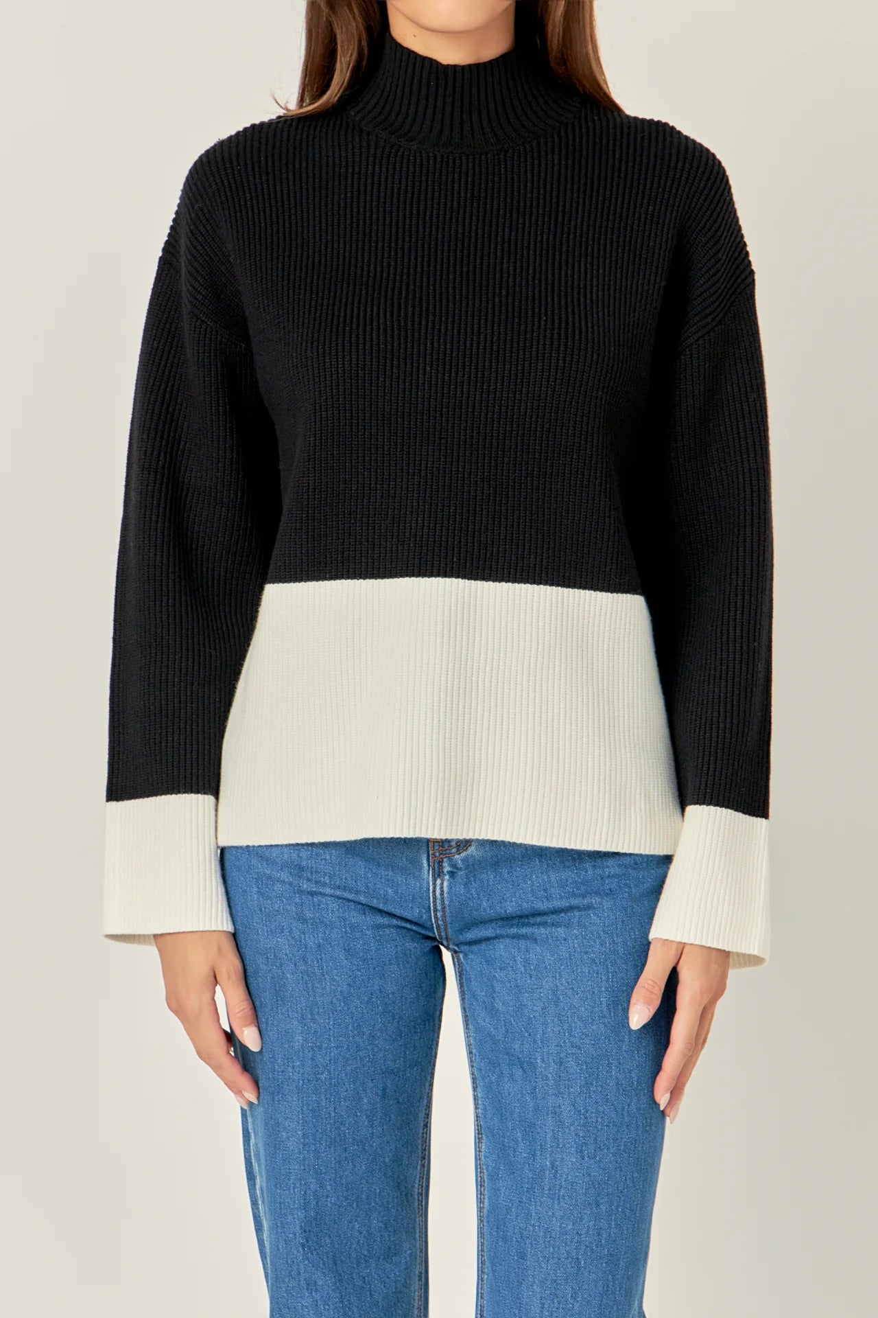 English Factory Bicolor High Collar Sweater