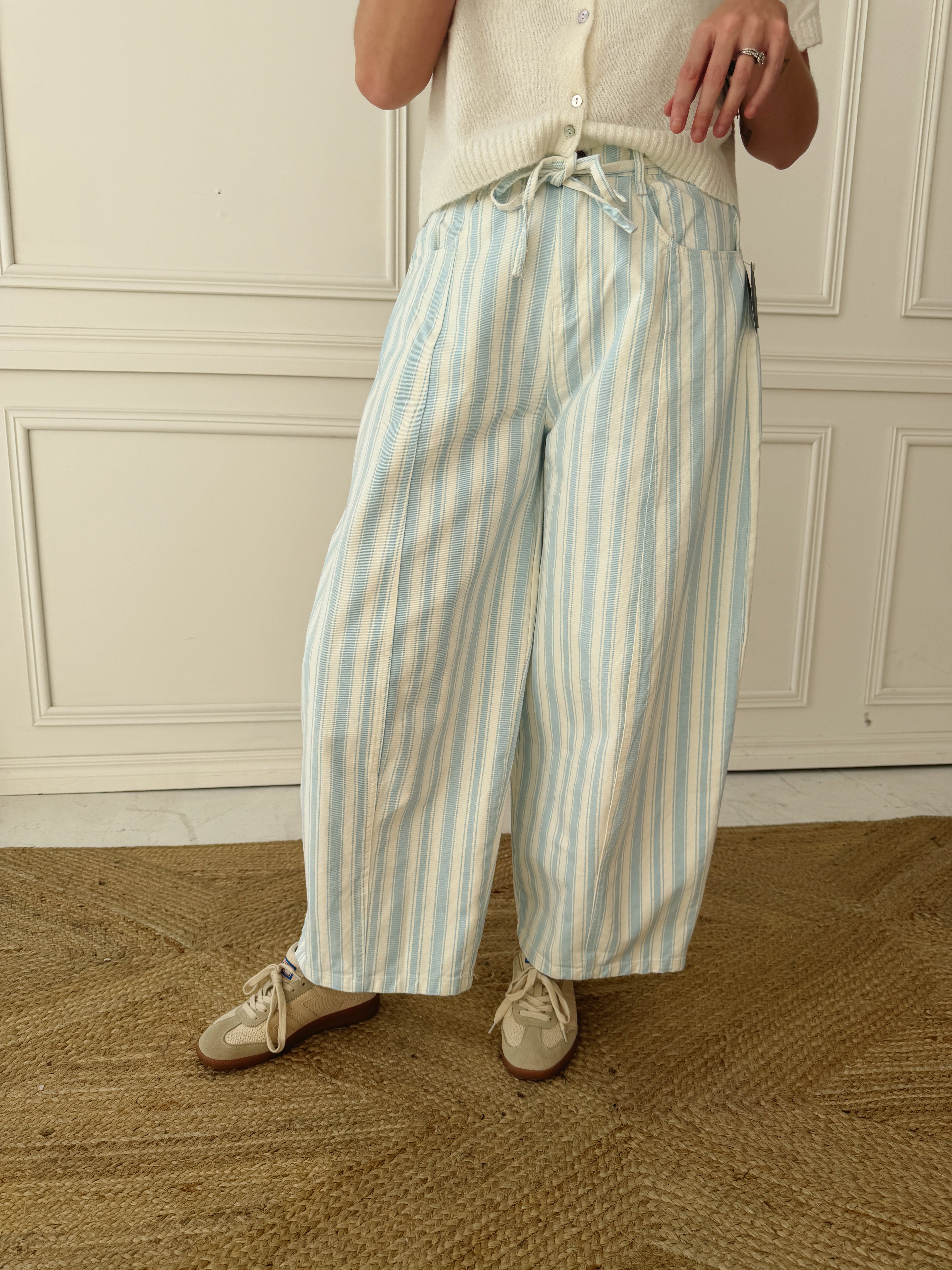 Baby Blue Stripe Barrel Jean