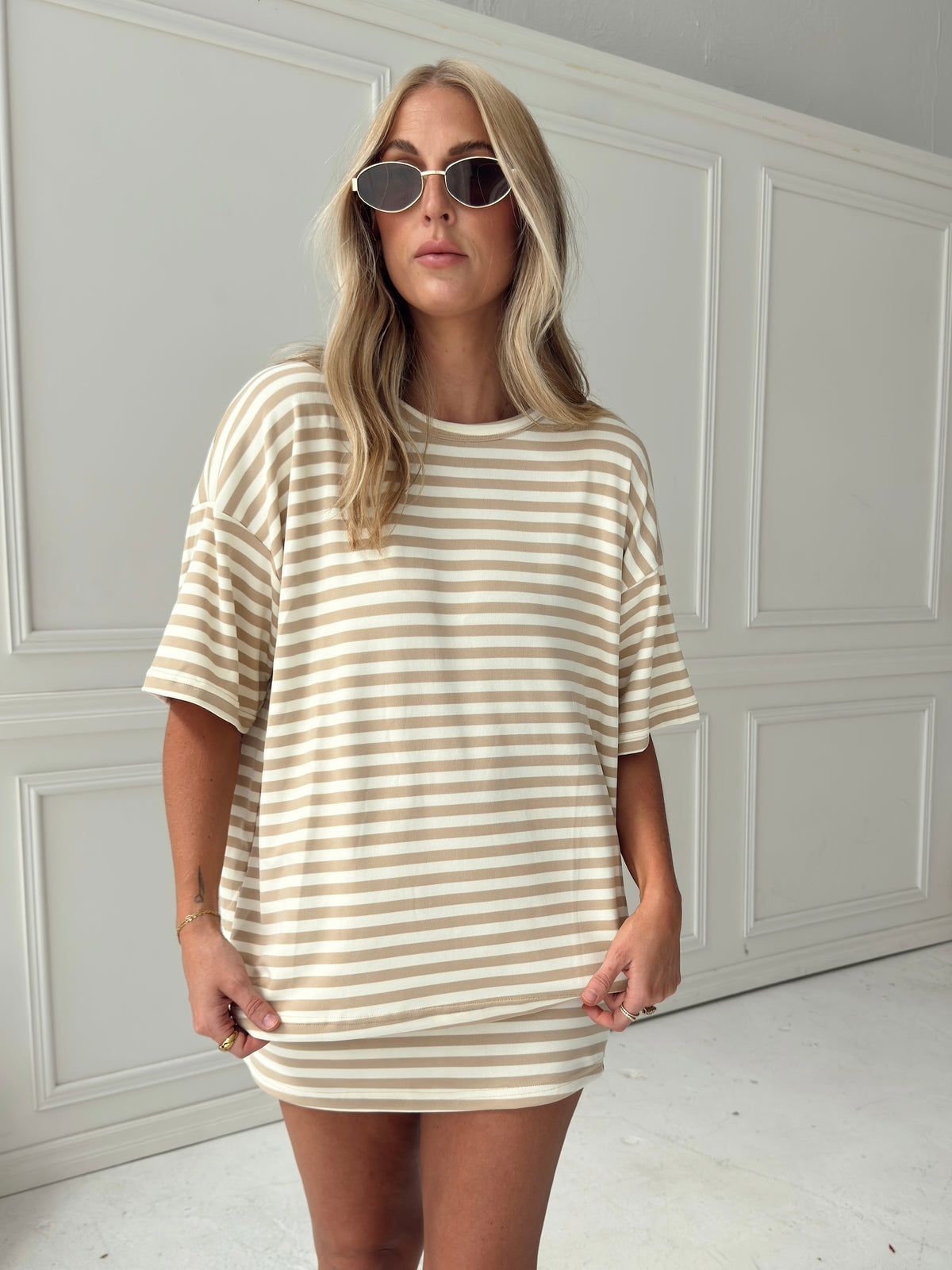 Weekender Stripe Top - Beige