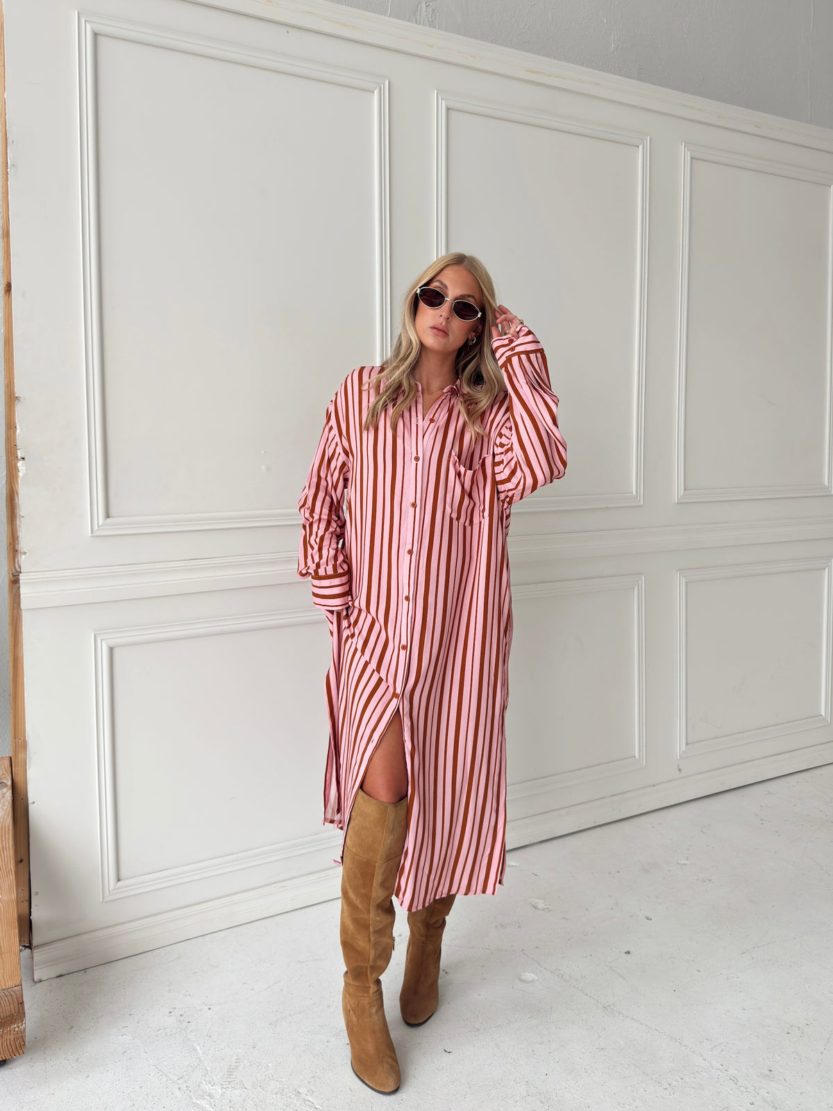 Warren Pink & Brown Midi Dress