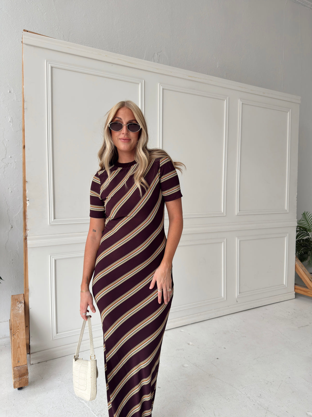 Red Brown Combo Maxi Dress