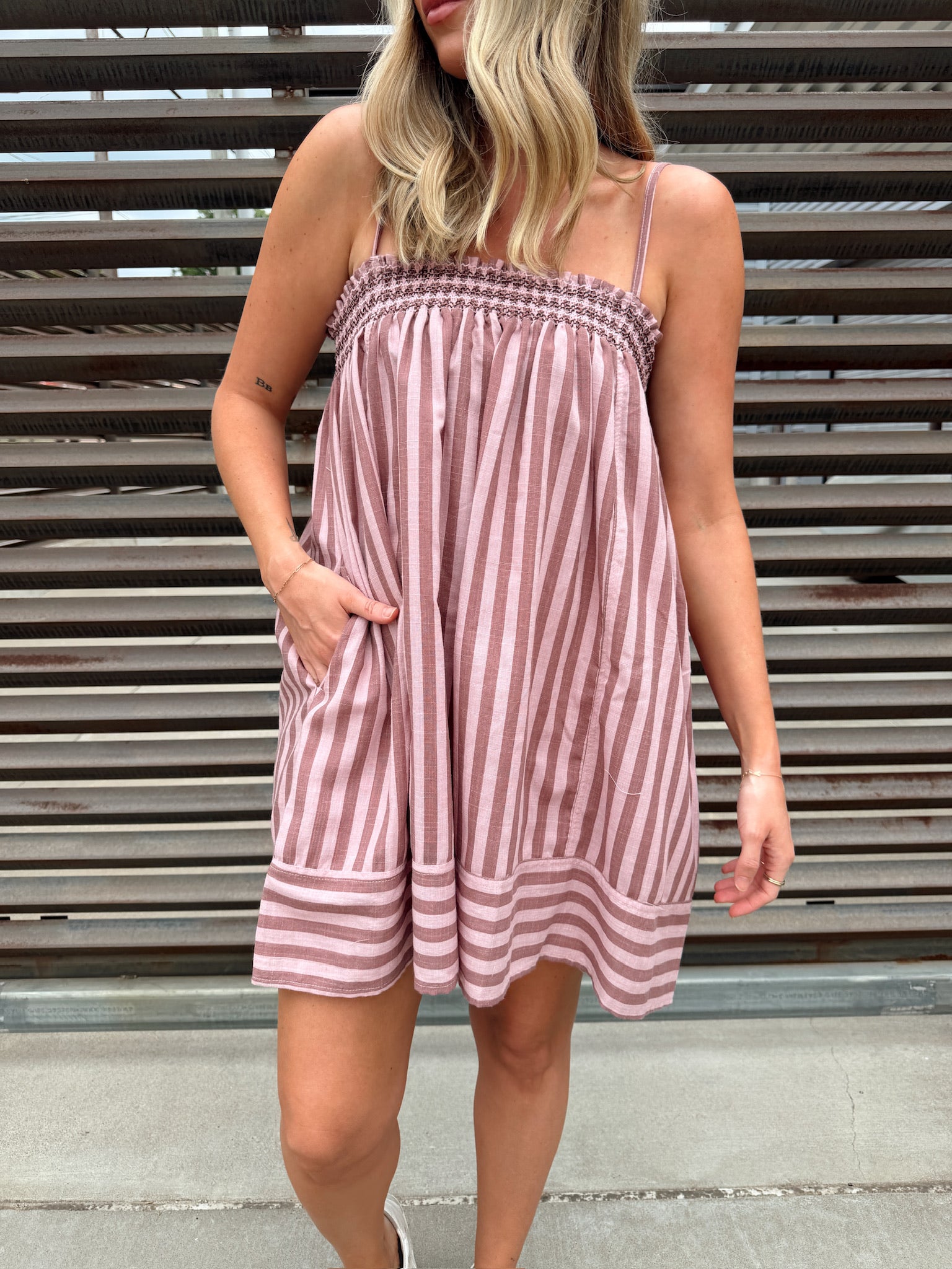 Summer Stripes Mauve Mini Dress