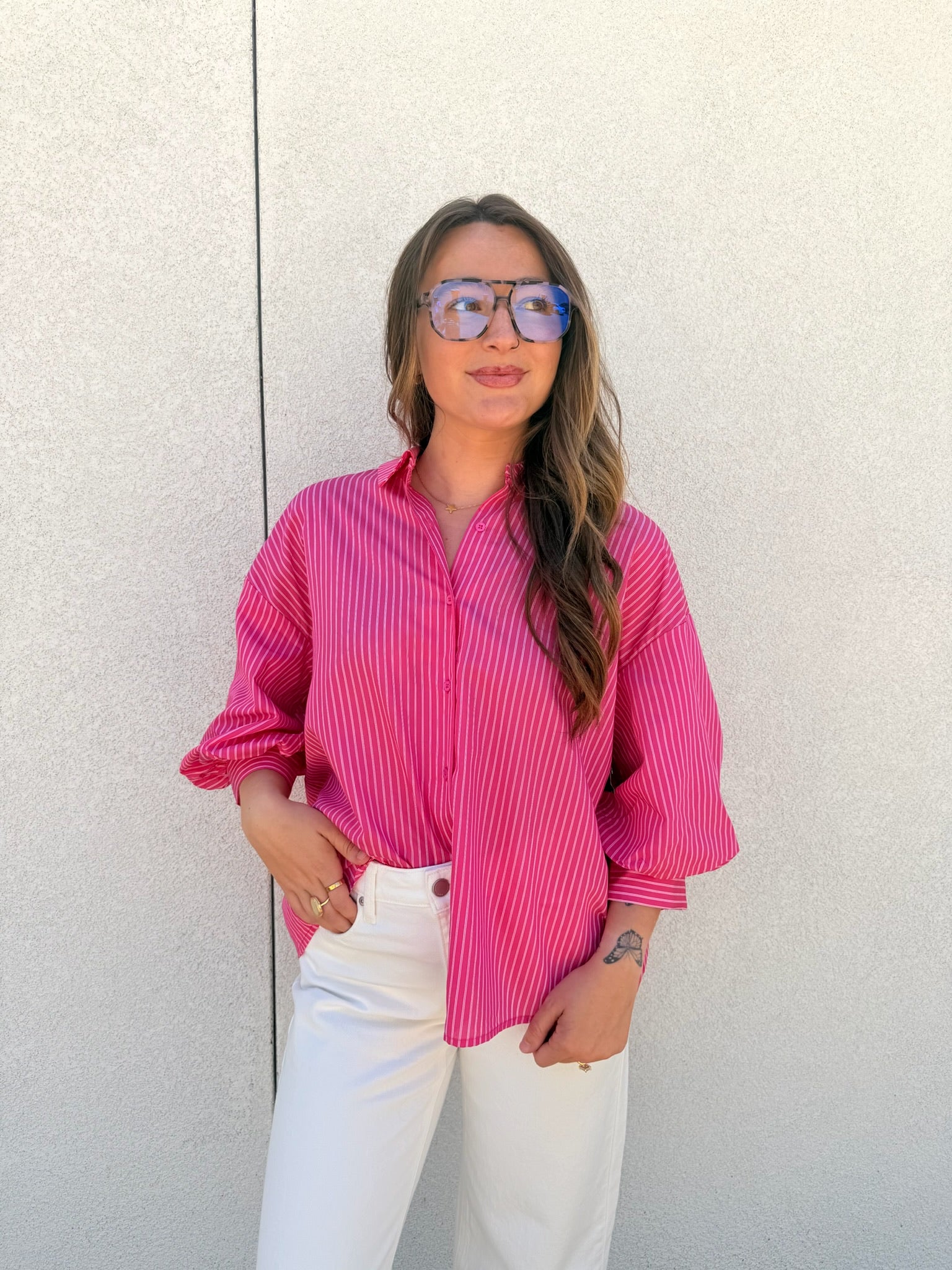 English Factory Striped Balloon Sleeves Shirt