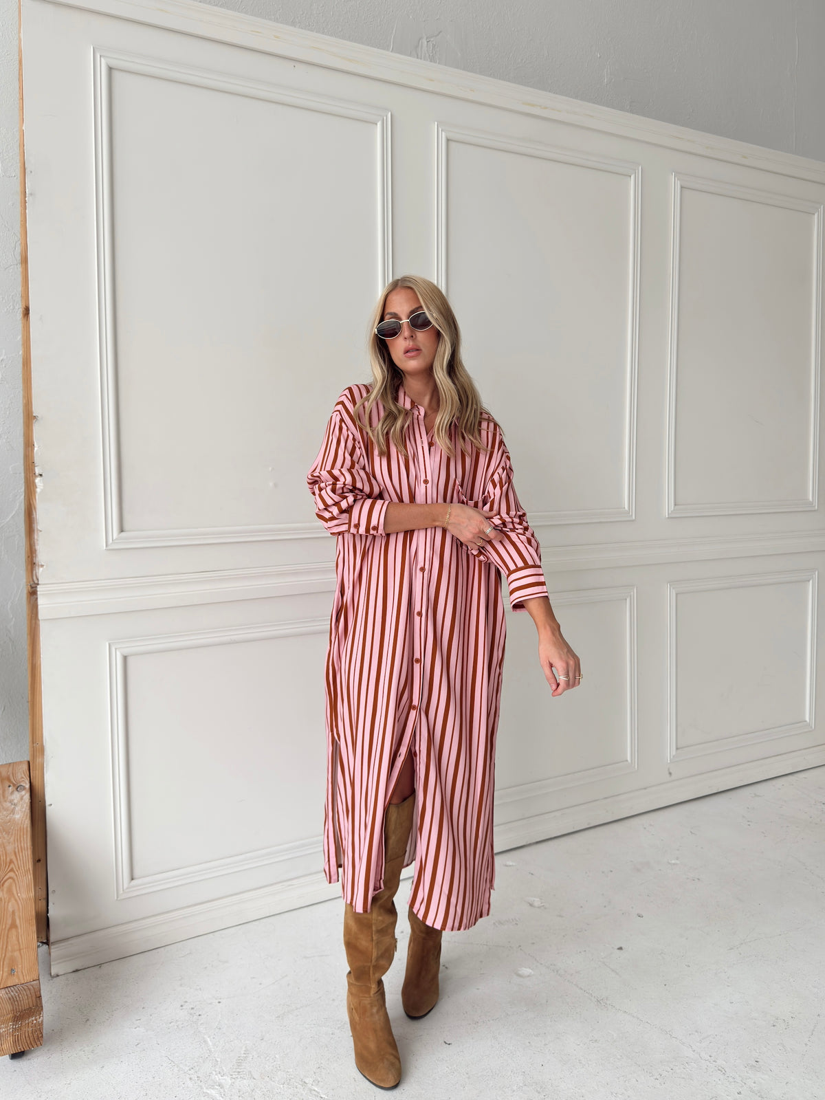 Warren Pink & Brown Midi Dress