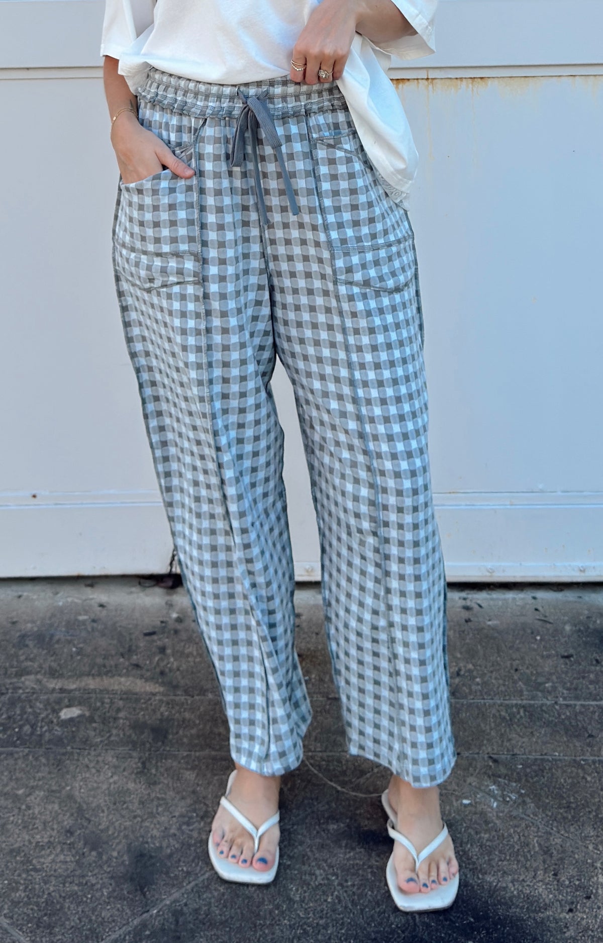 Bailey Barrel Knit Pants - Blue Grey