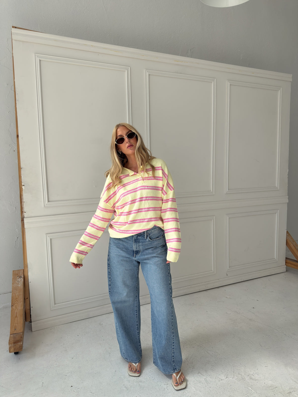 Caroline Cozy Stripe Knit Sweater - Yellow