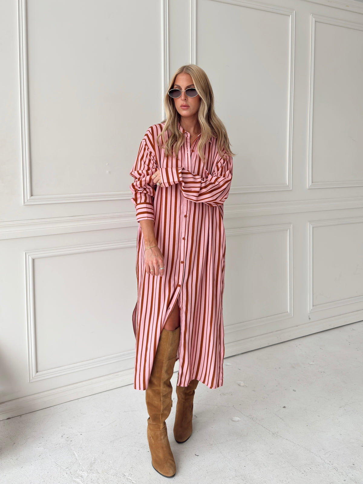 Warren Pink & Brown Midi Dress