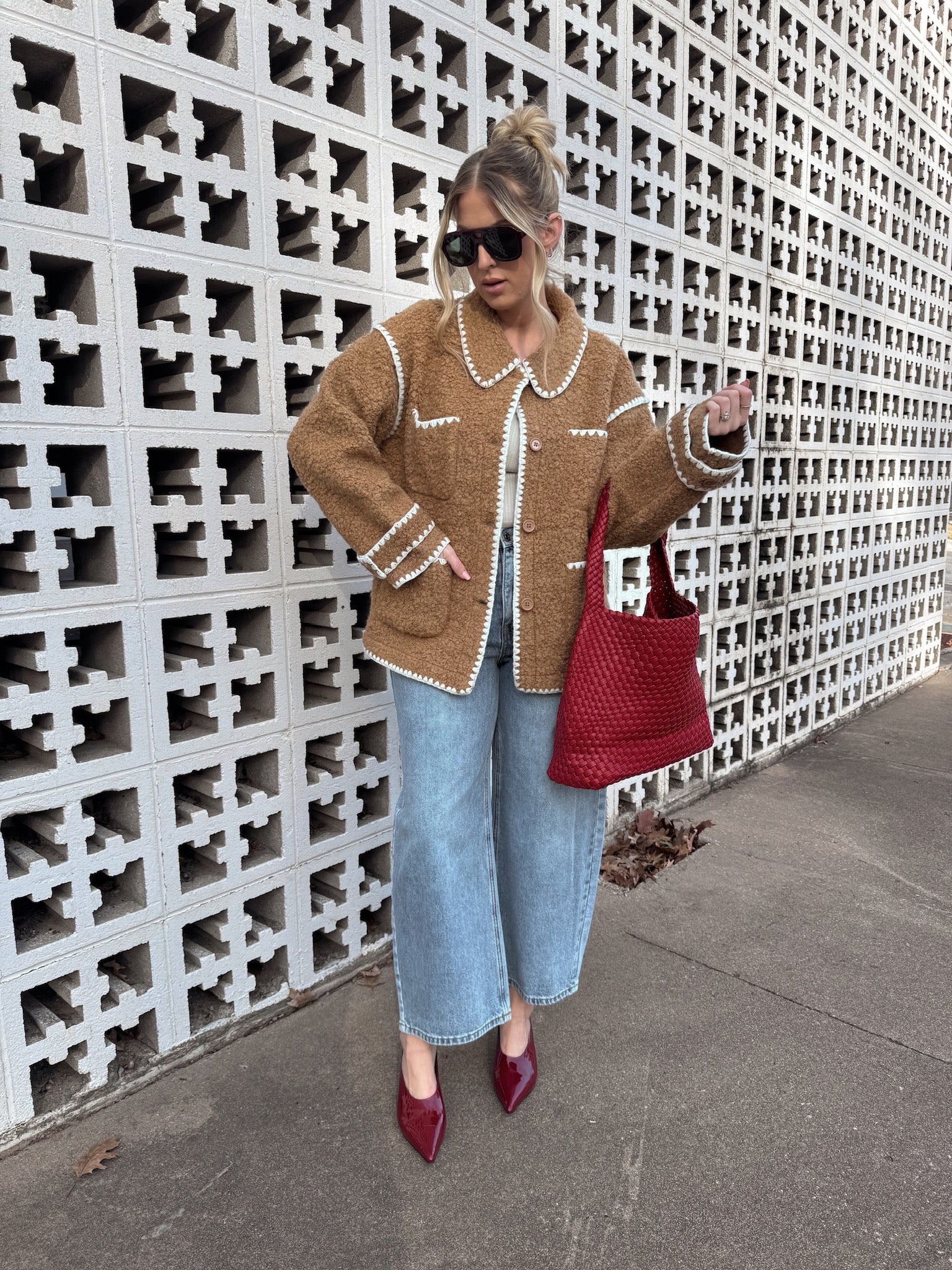 English Factory Embroidered Shearling Jacket