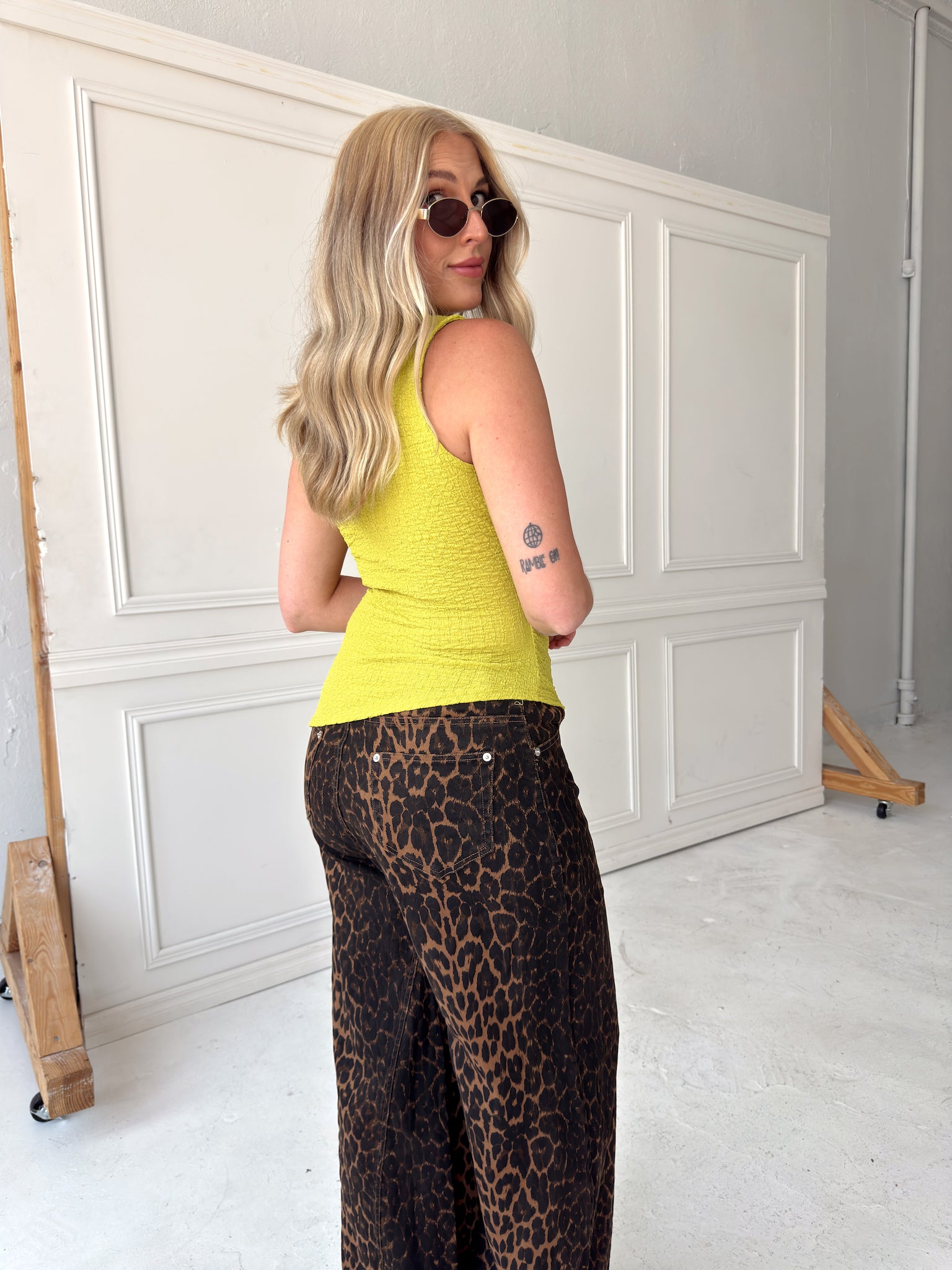Ginny Asymmetrical Mock Neck - Chartreuse