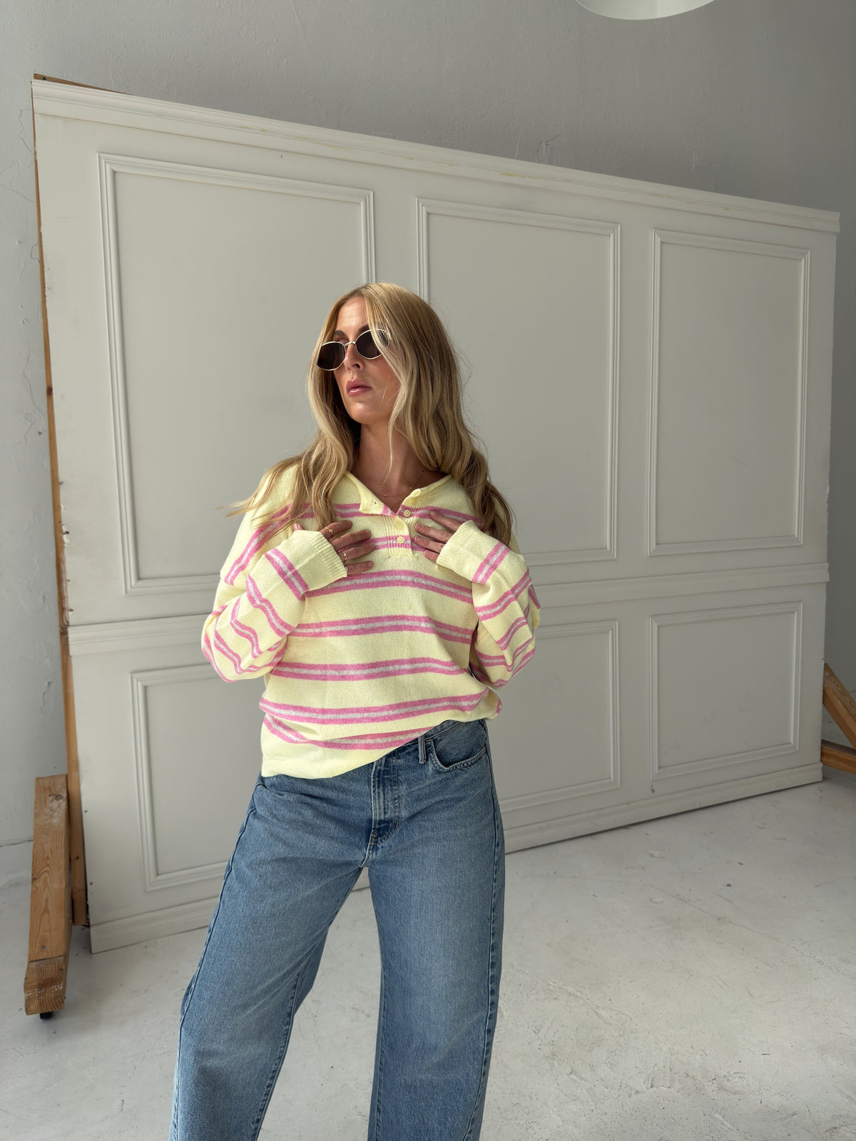 Caroline Cozy Stripe Knit Sweater - Yellow