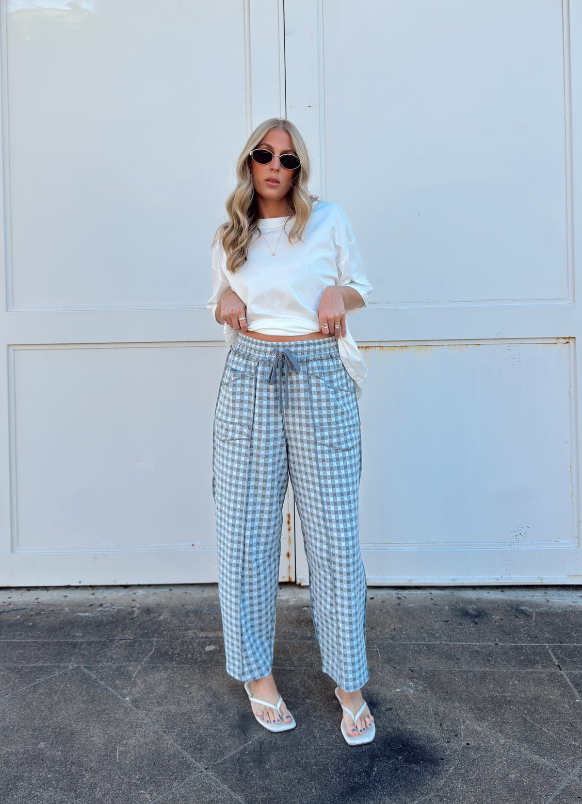 Bailey Barrel Knit Pants - Blue Grey