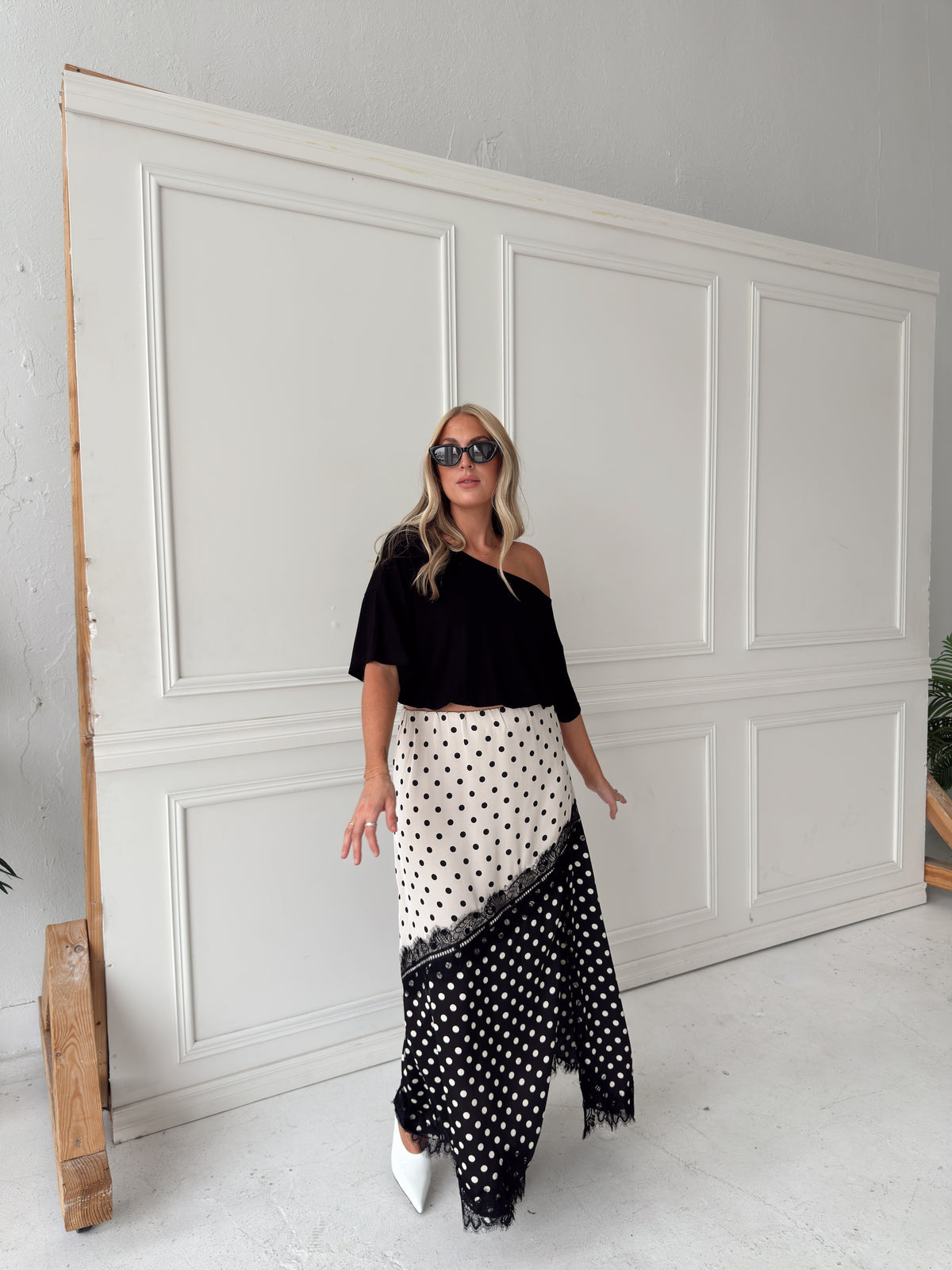 Diana Dual-Tone Polka Dot Maxi Skirt