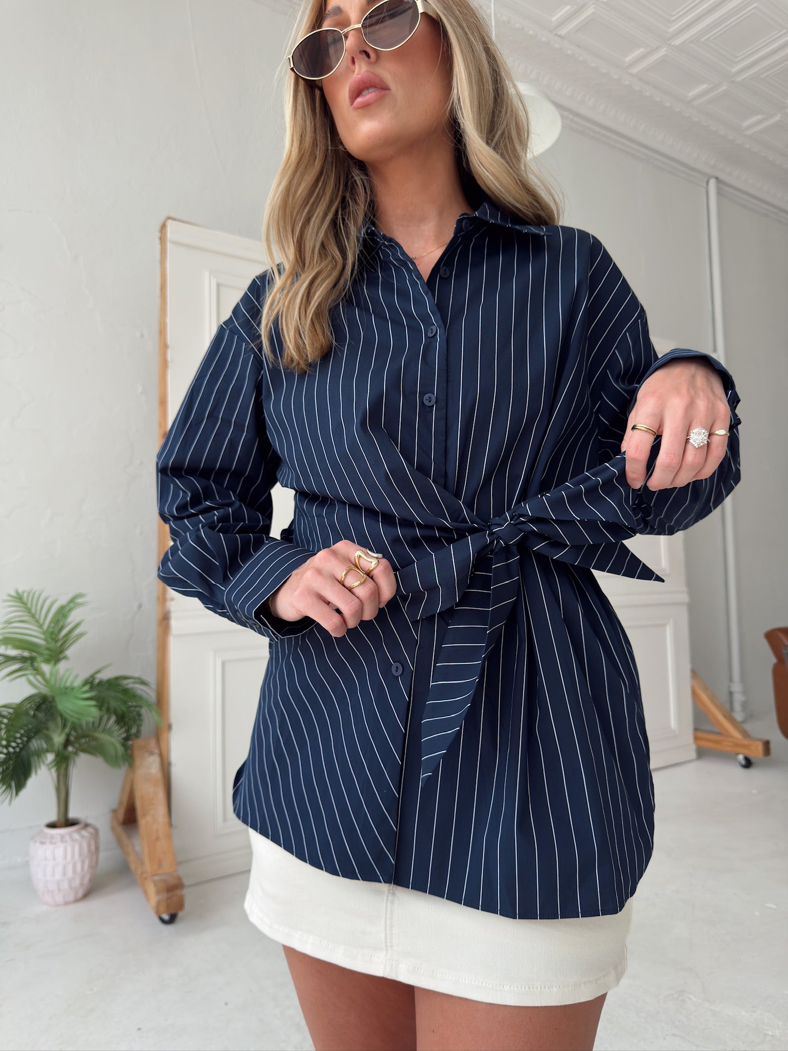 Beck Asymmetrical Tie Waist Top