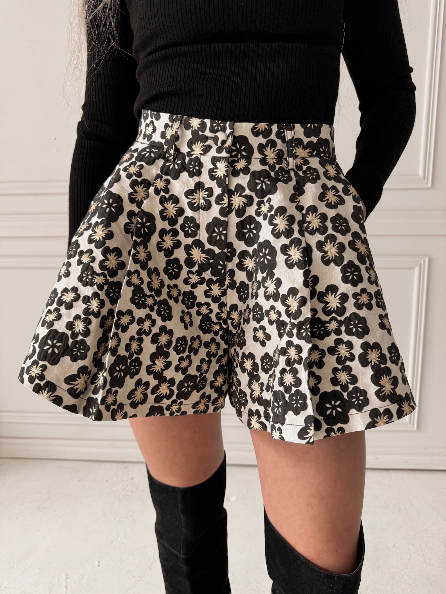 Meet Me in Santorini Black Jacquard Short