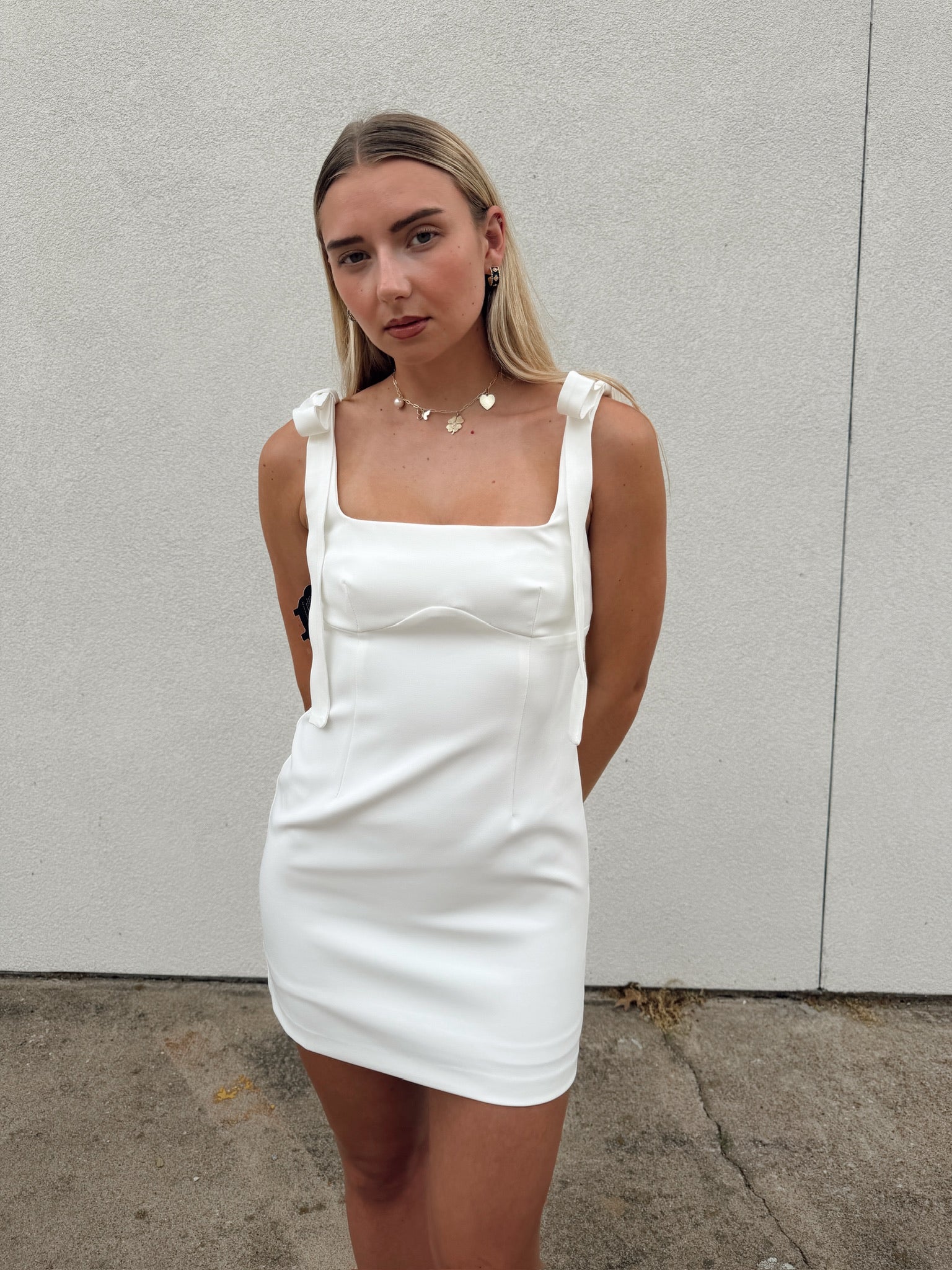 Endless Rose Bow Tie Scoop Neck Mini Dress