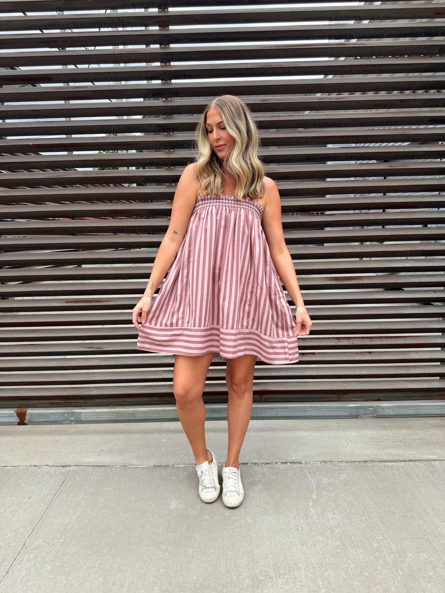Summer Stripes Mauve Mini Dress