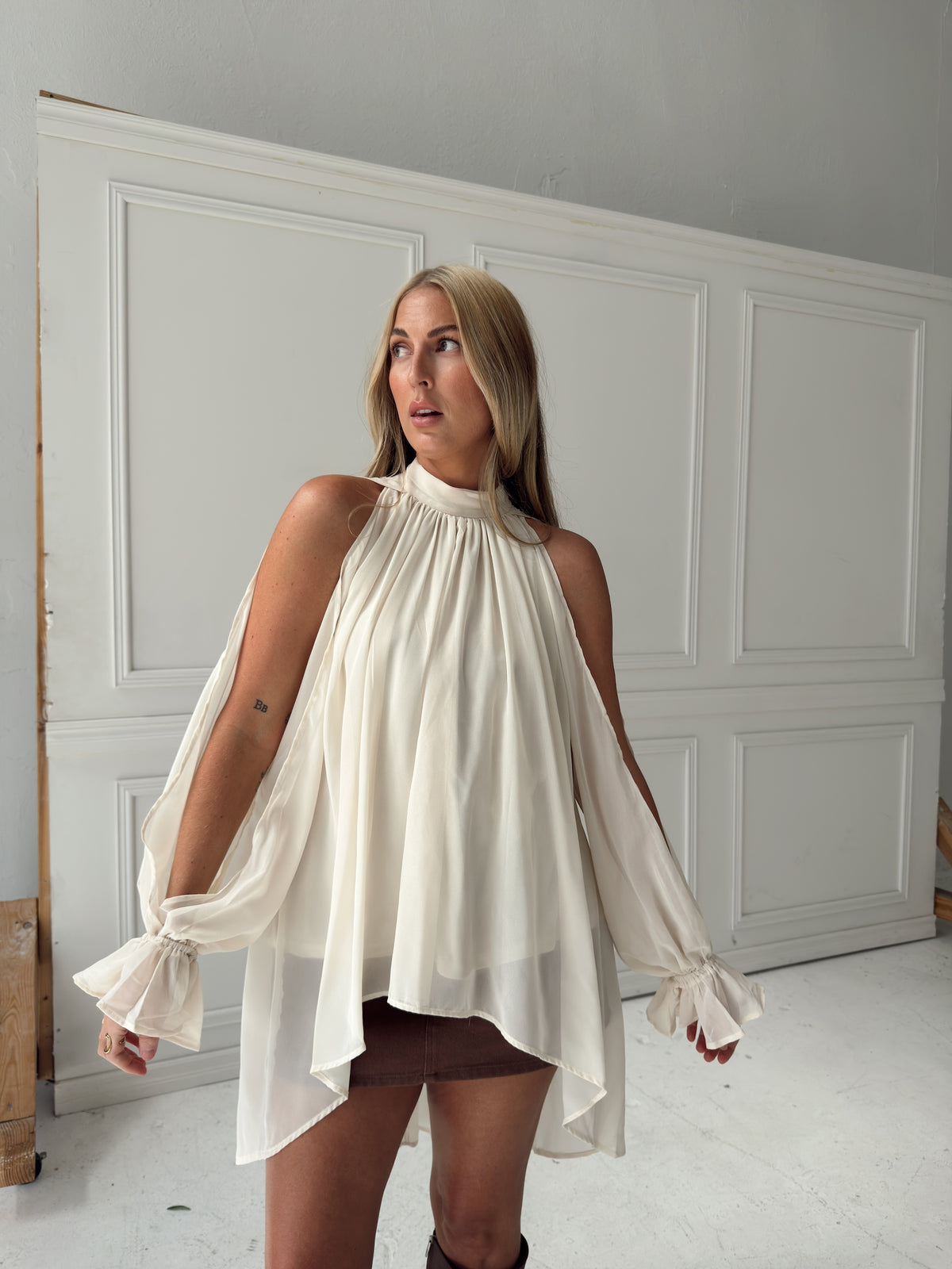 Darla Chiffon Top - Cream