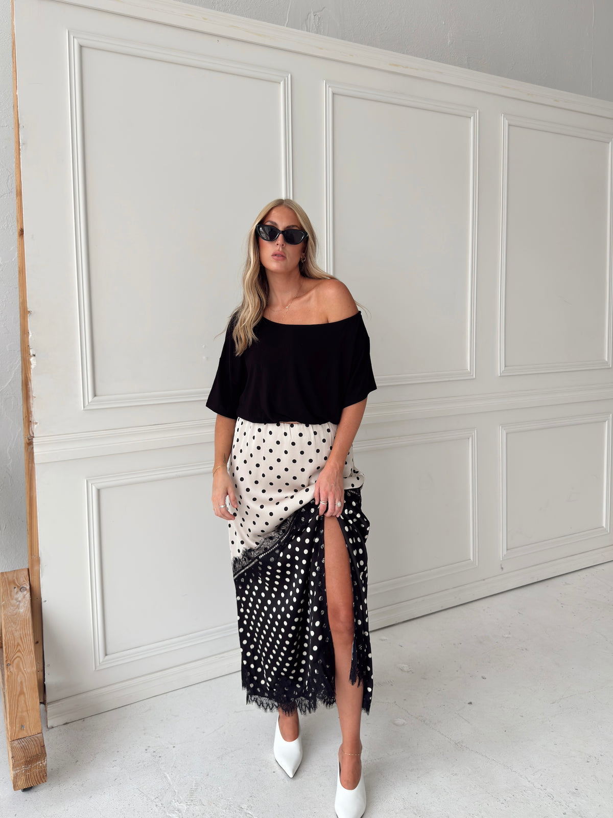 Diana Dual-Tone Polka Dot Maxi Skirt