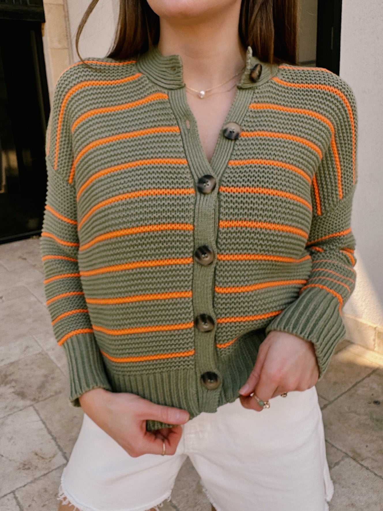 dRA Amara Cardigan - Moss/Orange