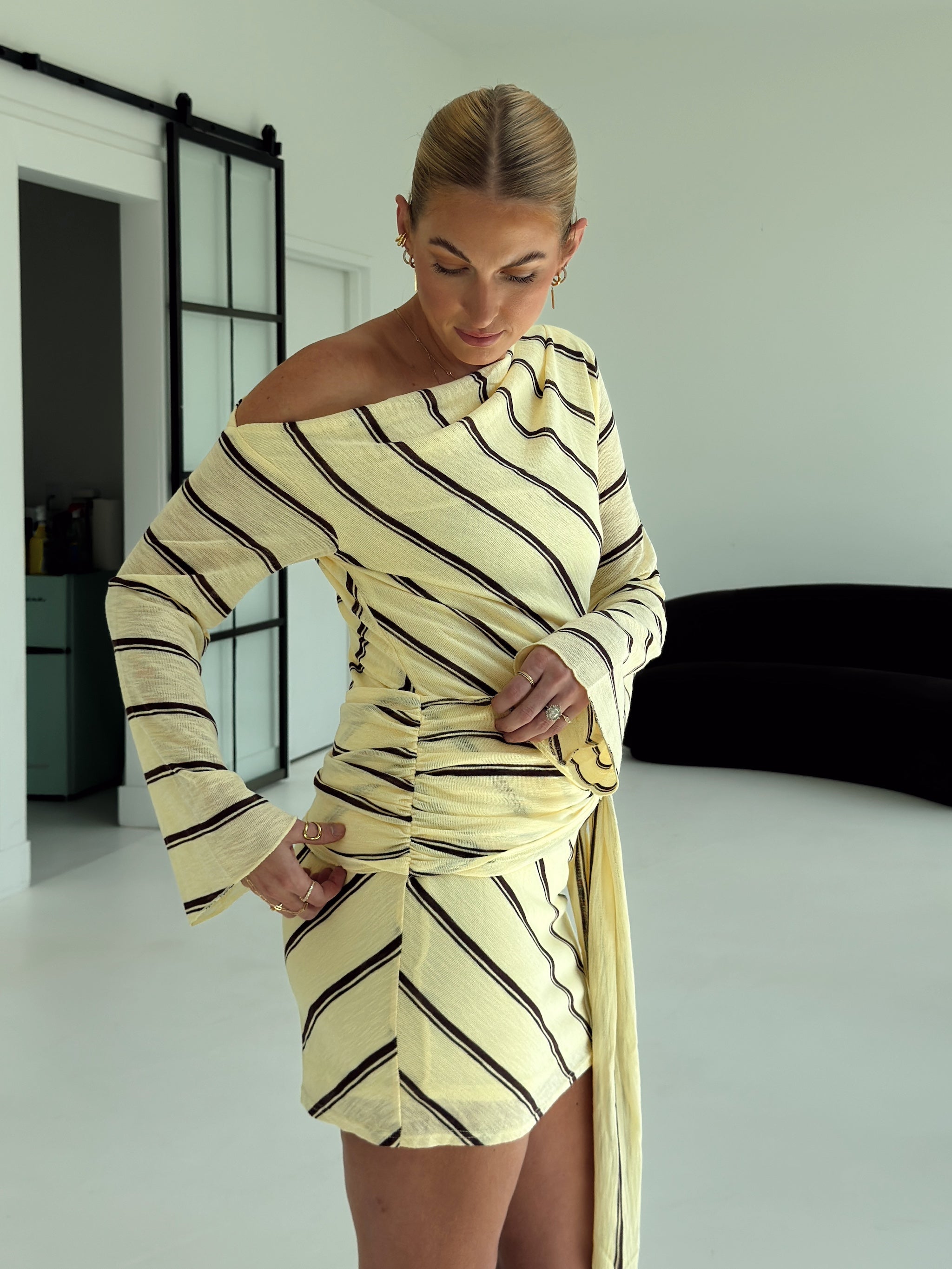 Abigail Yellow Stripe Mini Dress