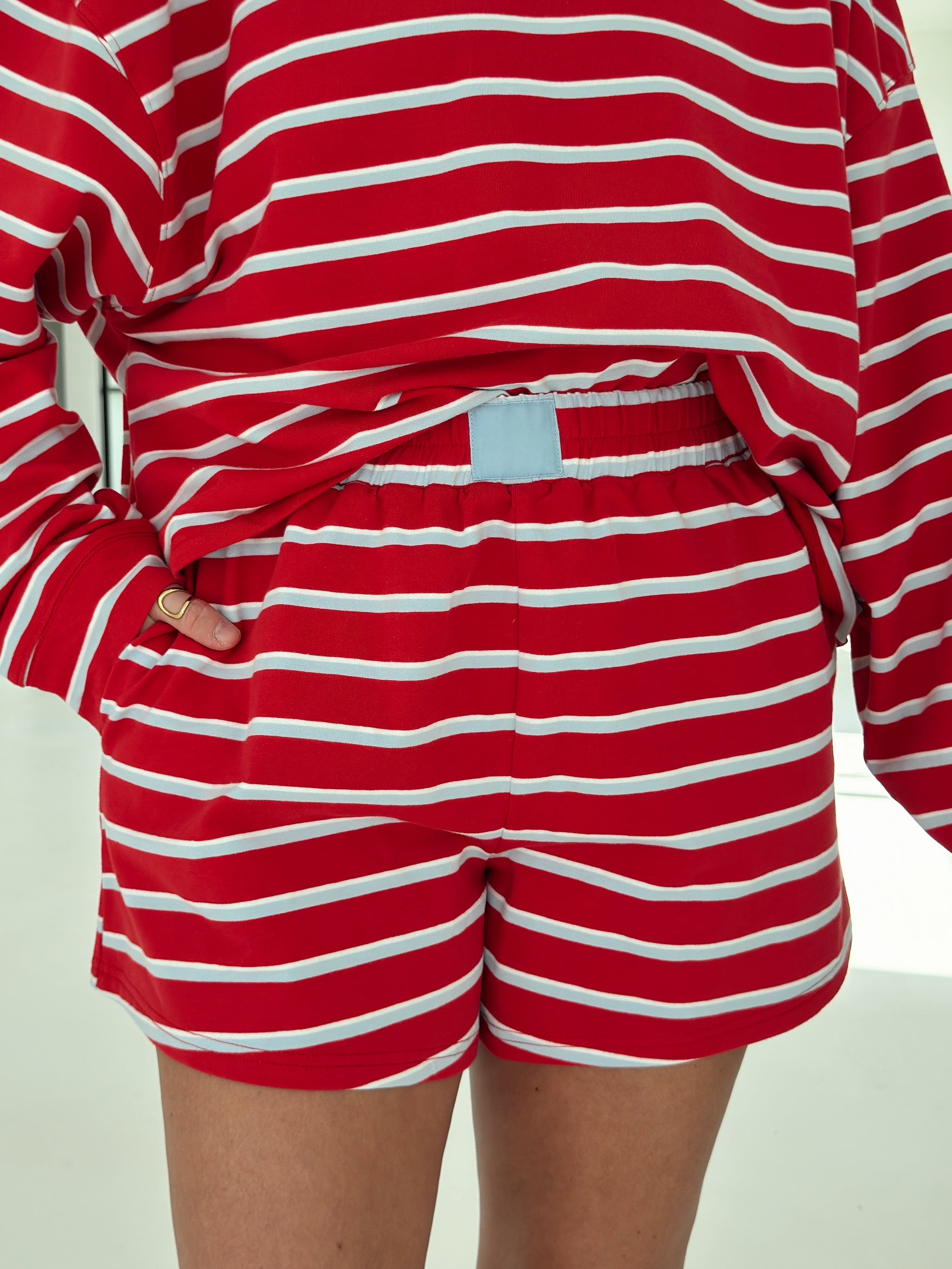Crosby Stripe Shorts - Tomato and Baby Blue