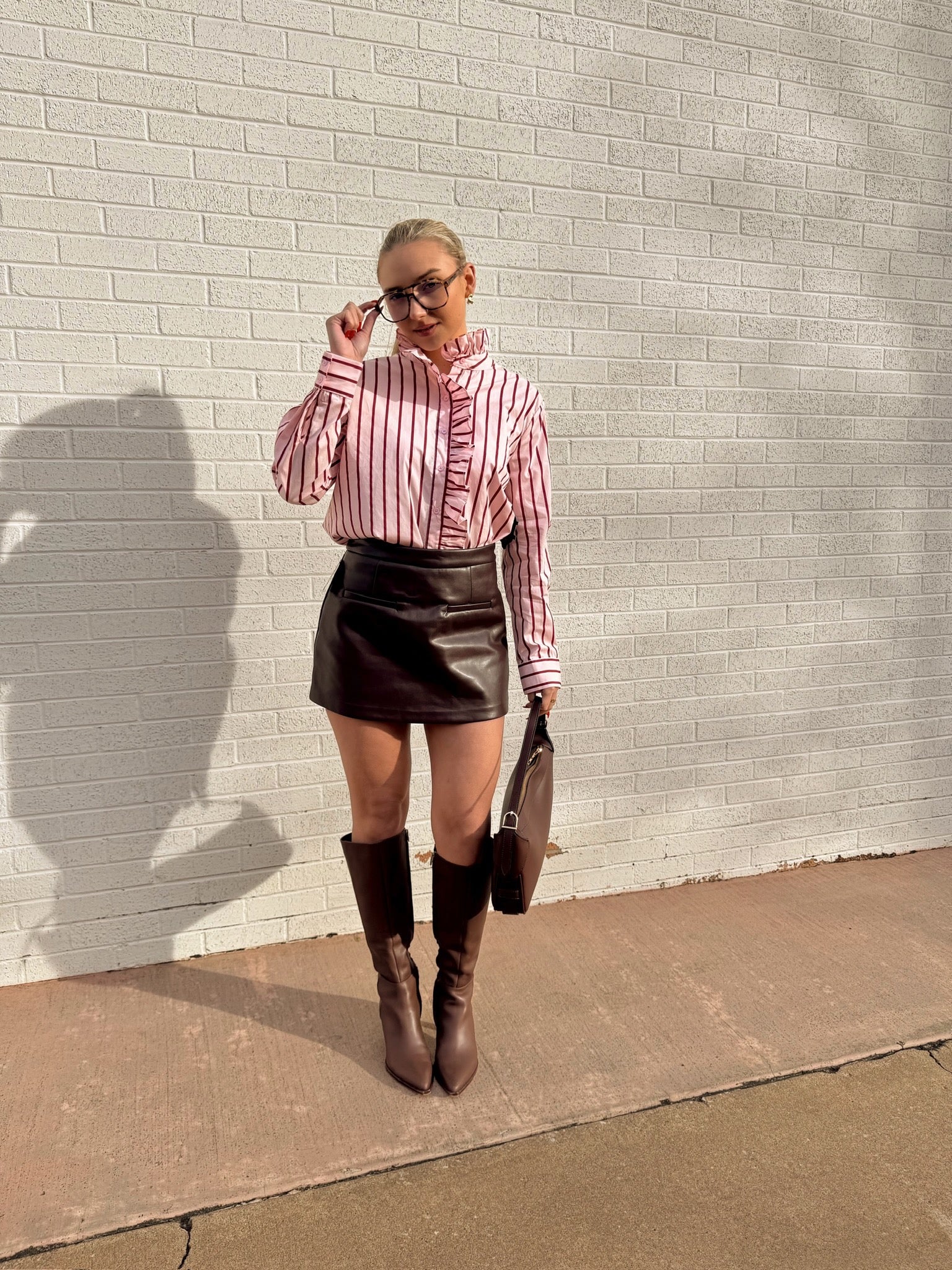 English Factory Stripe Ruffled Shirt