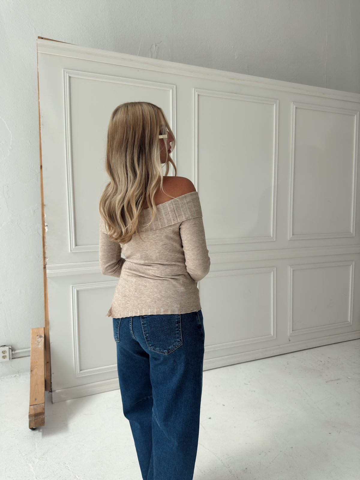 Charlotte Foldover Knit Sweater - Oatmeal