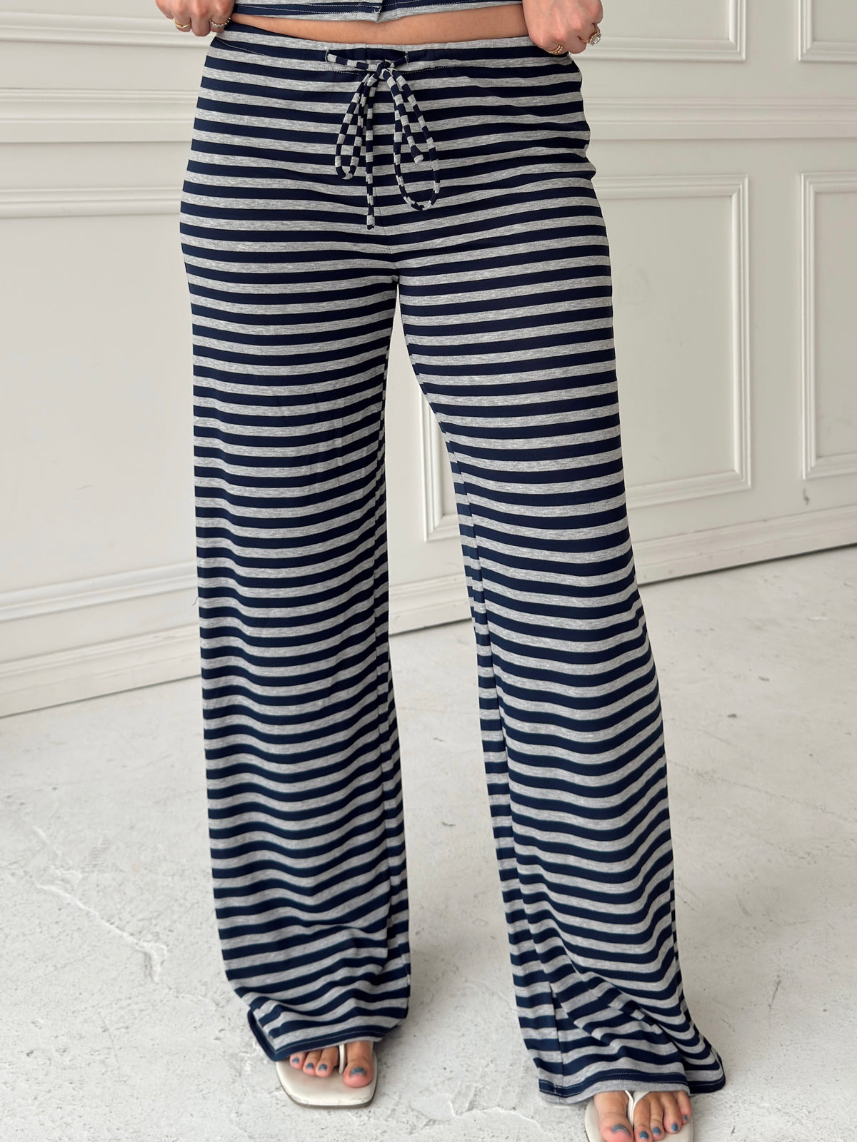 Brady Striped Pants - Navy/Grey