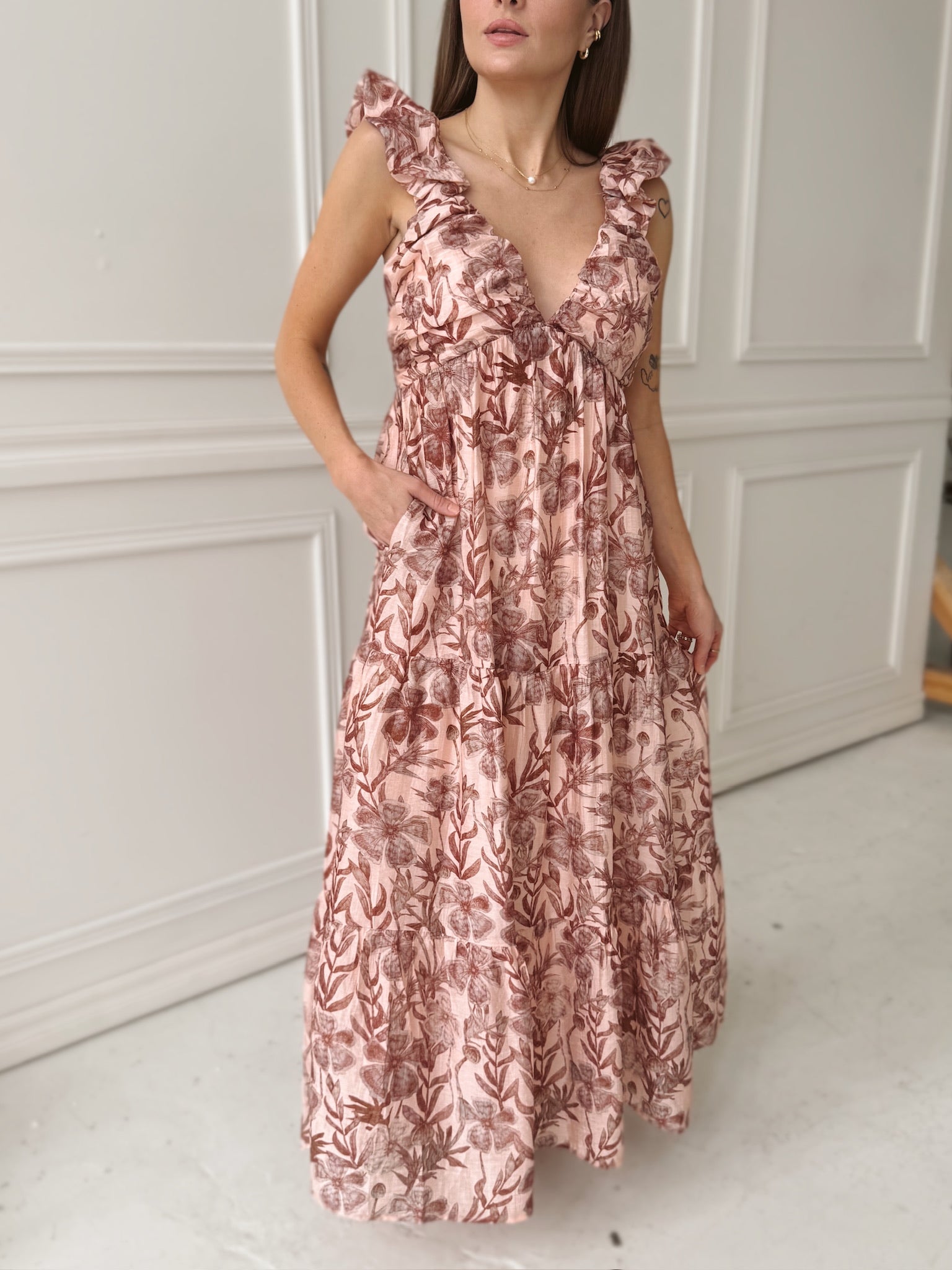 Meet Me in Santorini Whimsy Floral Maxi Dress