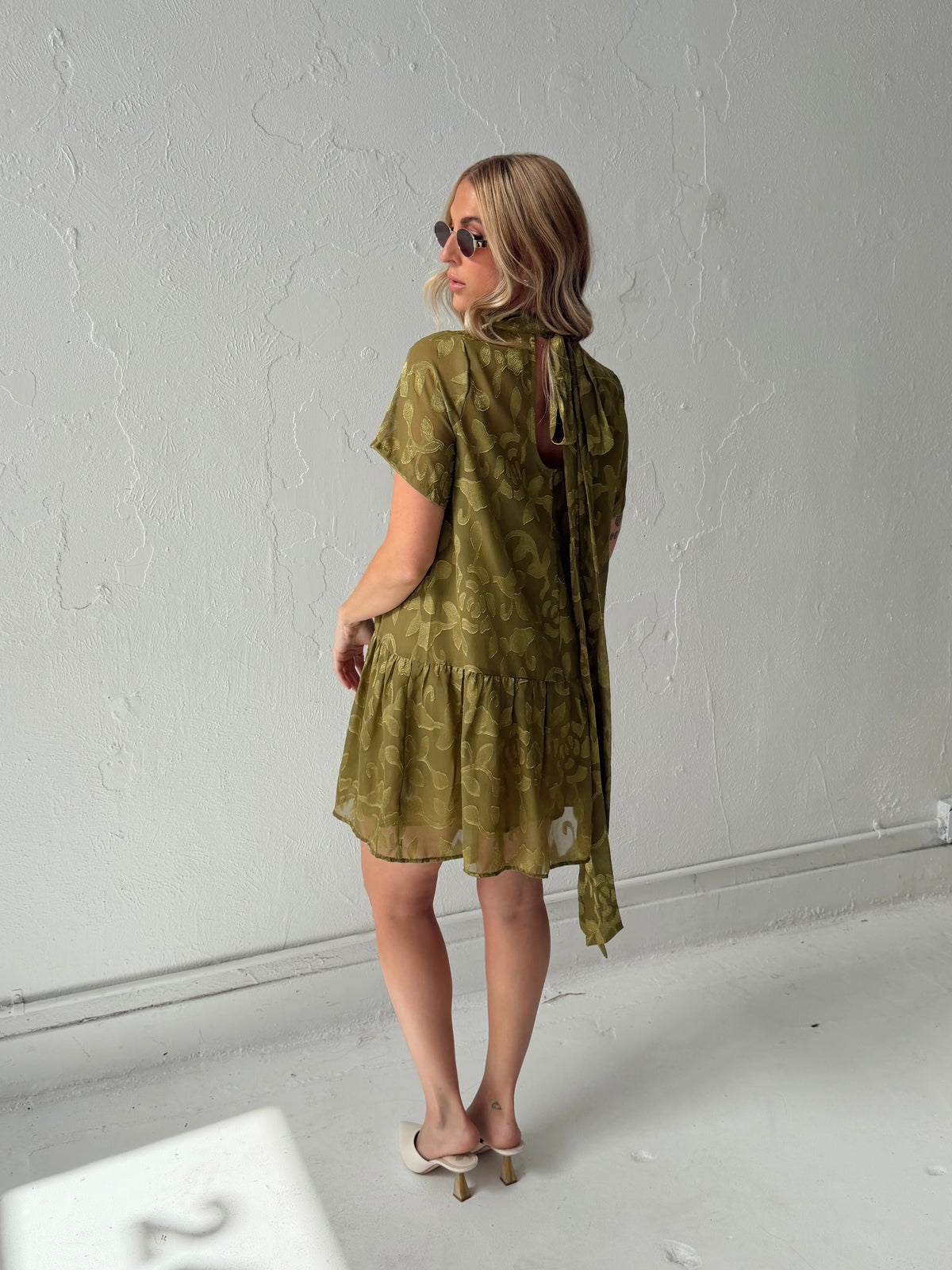 Kelly Floral Mini Dress - Olive