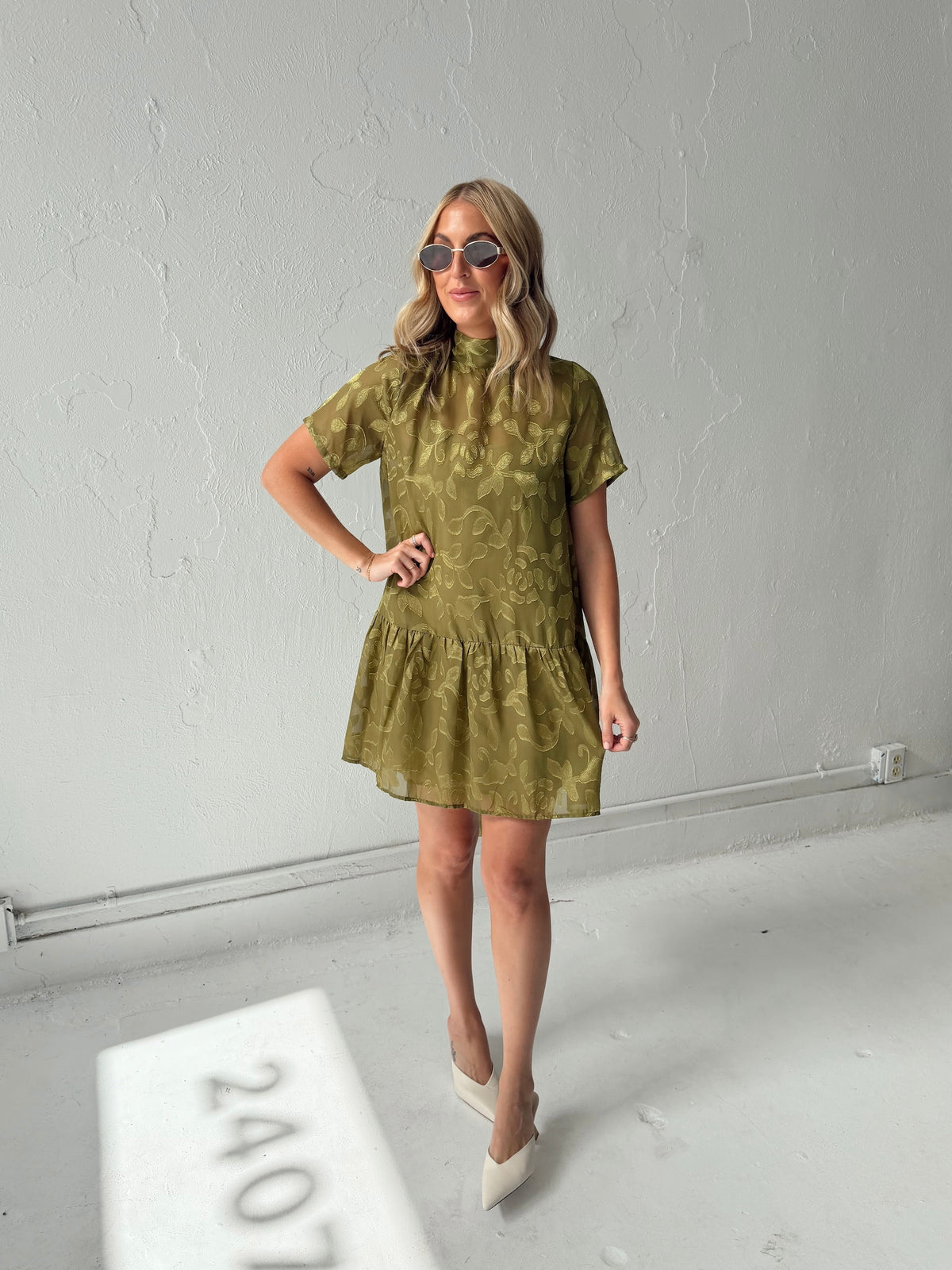 Kelly Floral Mini Dress - Olive