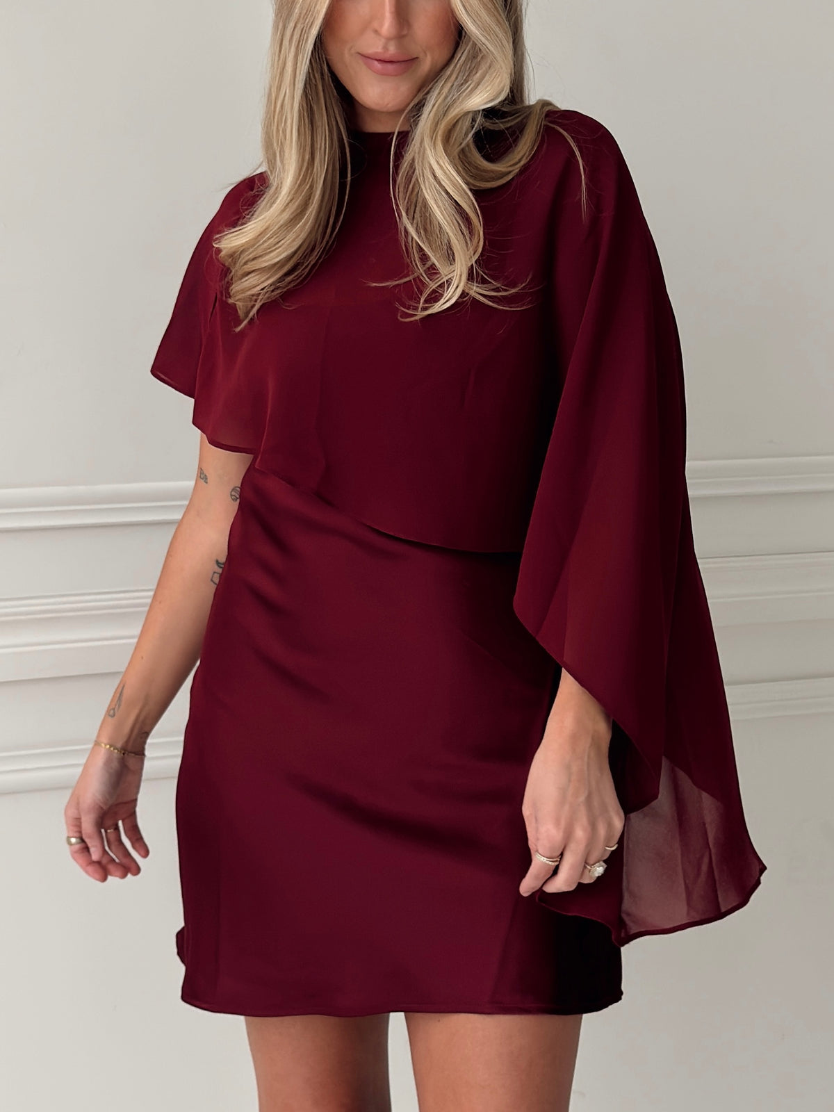 Caysie Sheer Cape Mini Dress
