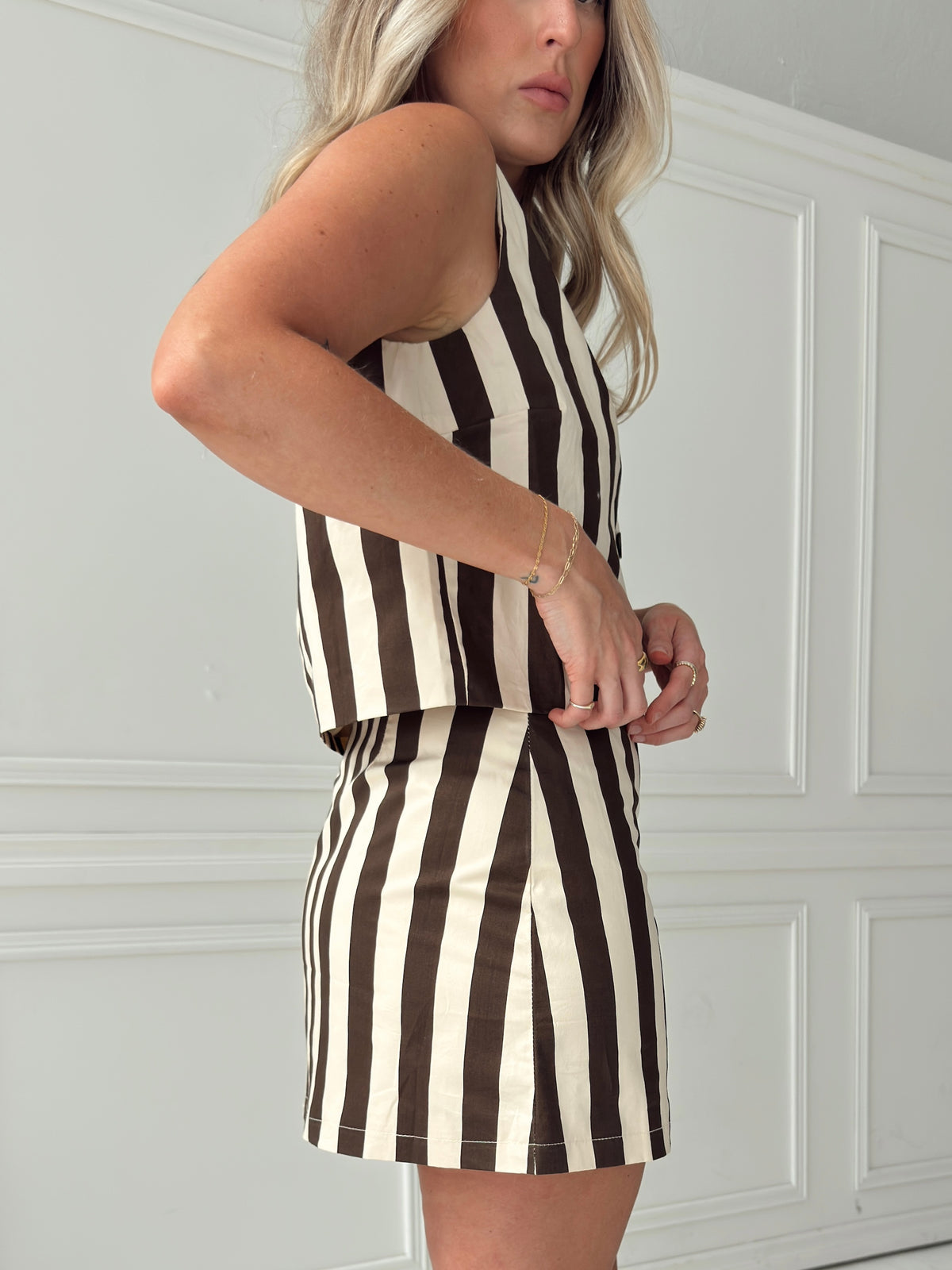 Sidney Striped Poplin Skirt