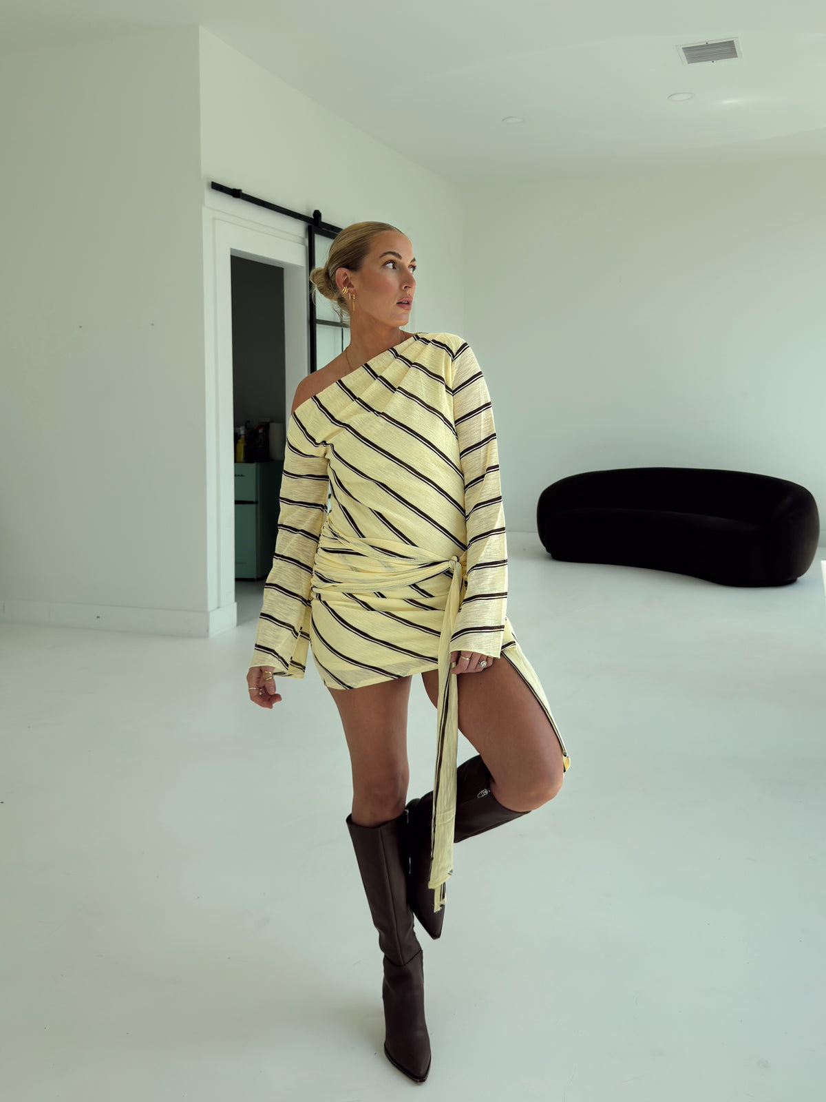 Abigail Yellow Stripe Mini Dress
