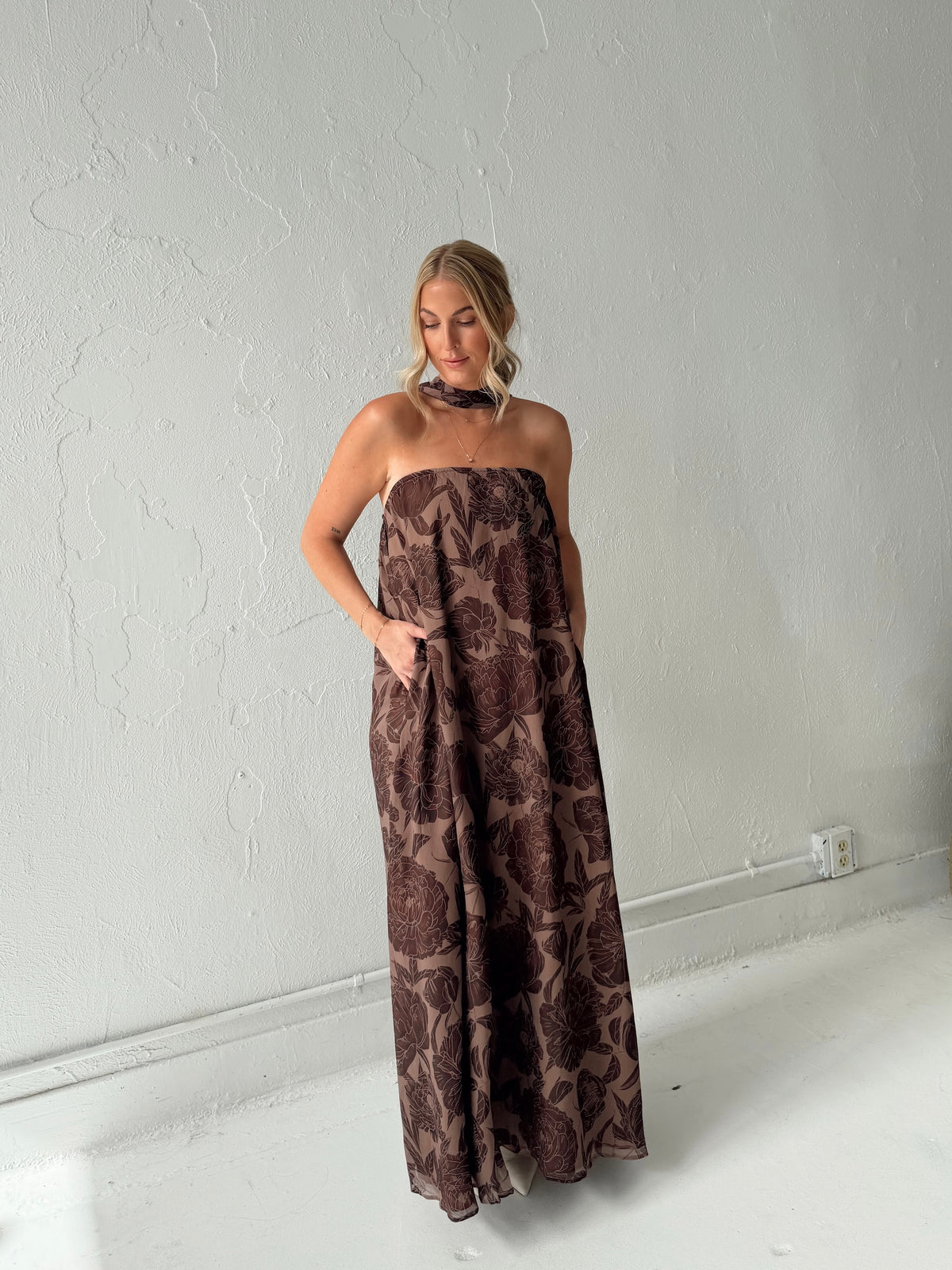 Maddie Chocolate Floral Maxi